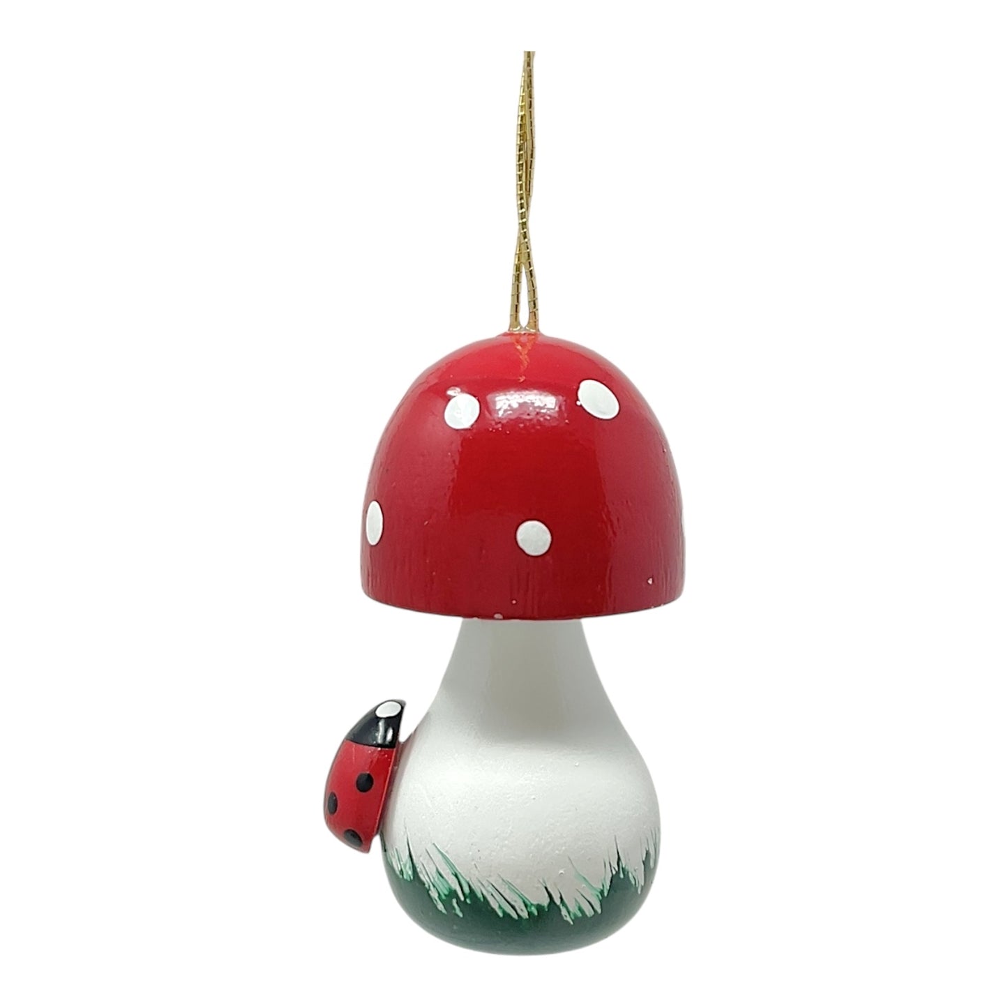 Pinnacle Peak Trading Red Mushroom with Ladybug Set of 3 German Wood Christmas Ornaments 2 inch