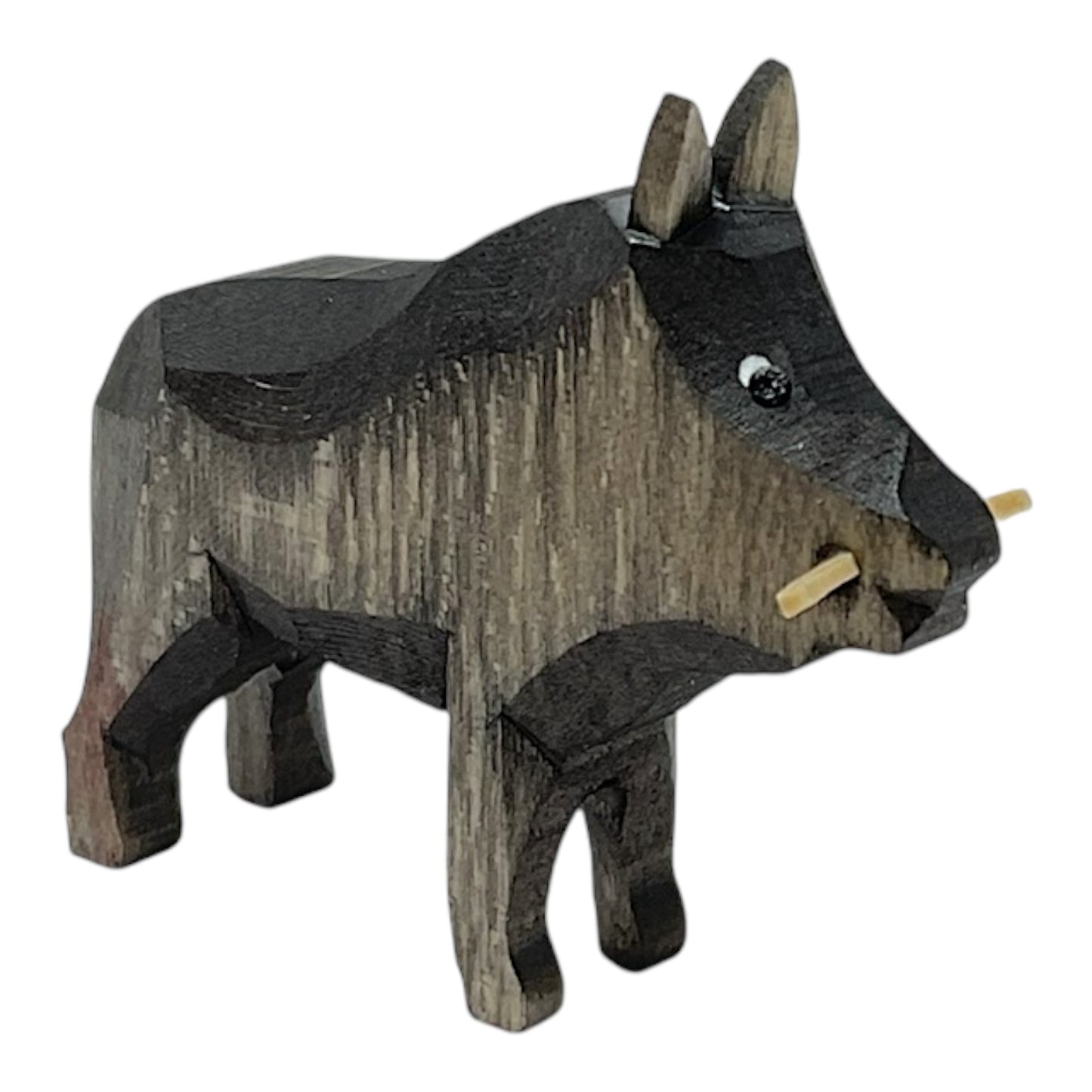 Pinnacle Peak Trading Wild Boar Pig Miniature German Carved Wood Decorative Figurine 1.75 inch tall