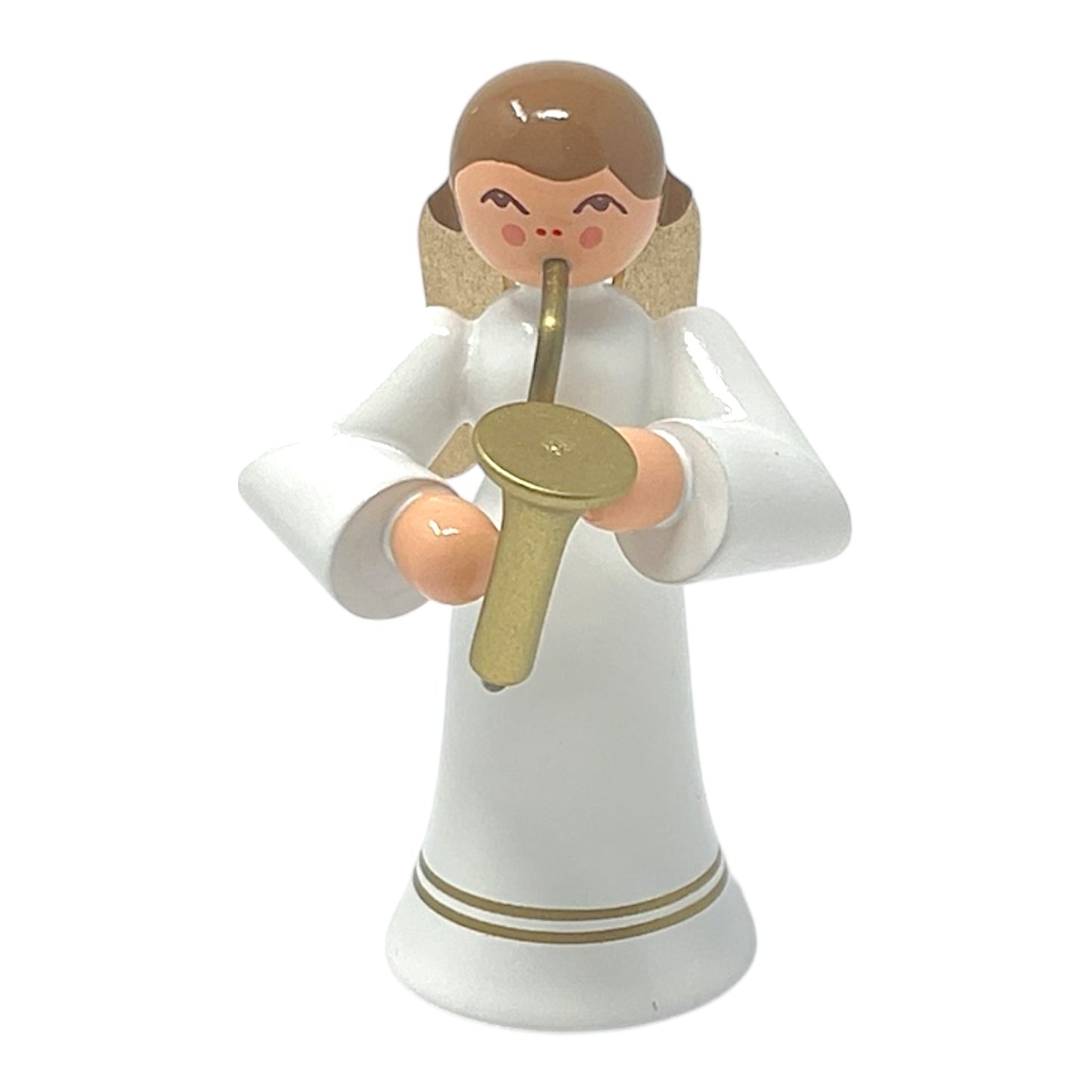 Pinnacle Peak Trading Angel in White with Gold Wings Playing the Saxophone German Wood Figurine 2.25 inch