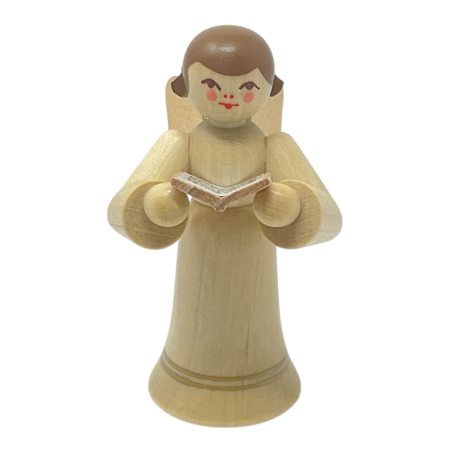 Pinnacle Peak Trading Natural Angel with Gold Wings Singing Choir German Wood Figurine 2.25 inch