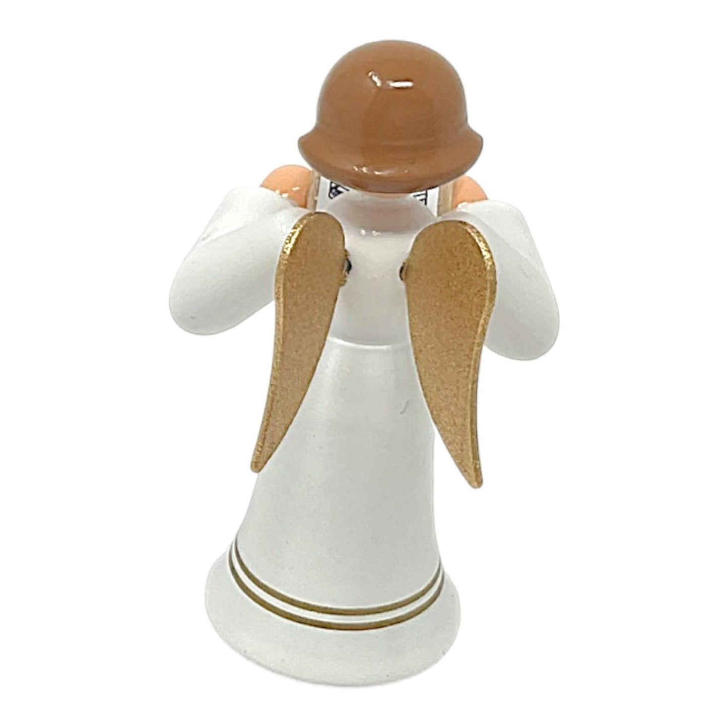 Pinnacle Peak Trading Angel in White with Gold Wings Choir Singer German Wood Figurine 2.25 inch