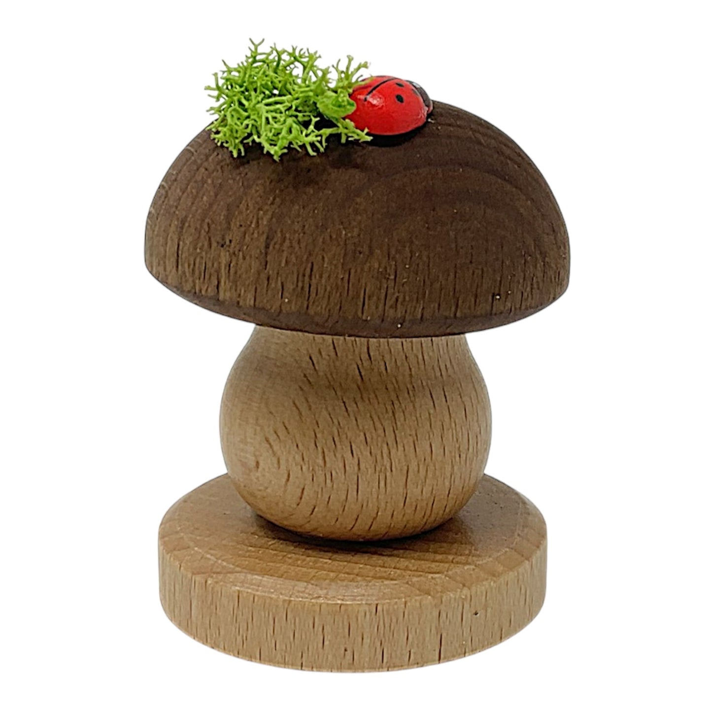 Pinnacle Peak Trading Small Brown Mushroom with Ladybug German Wood Incense Smoker 2.4 inch
