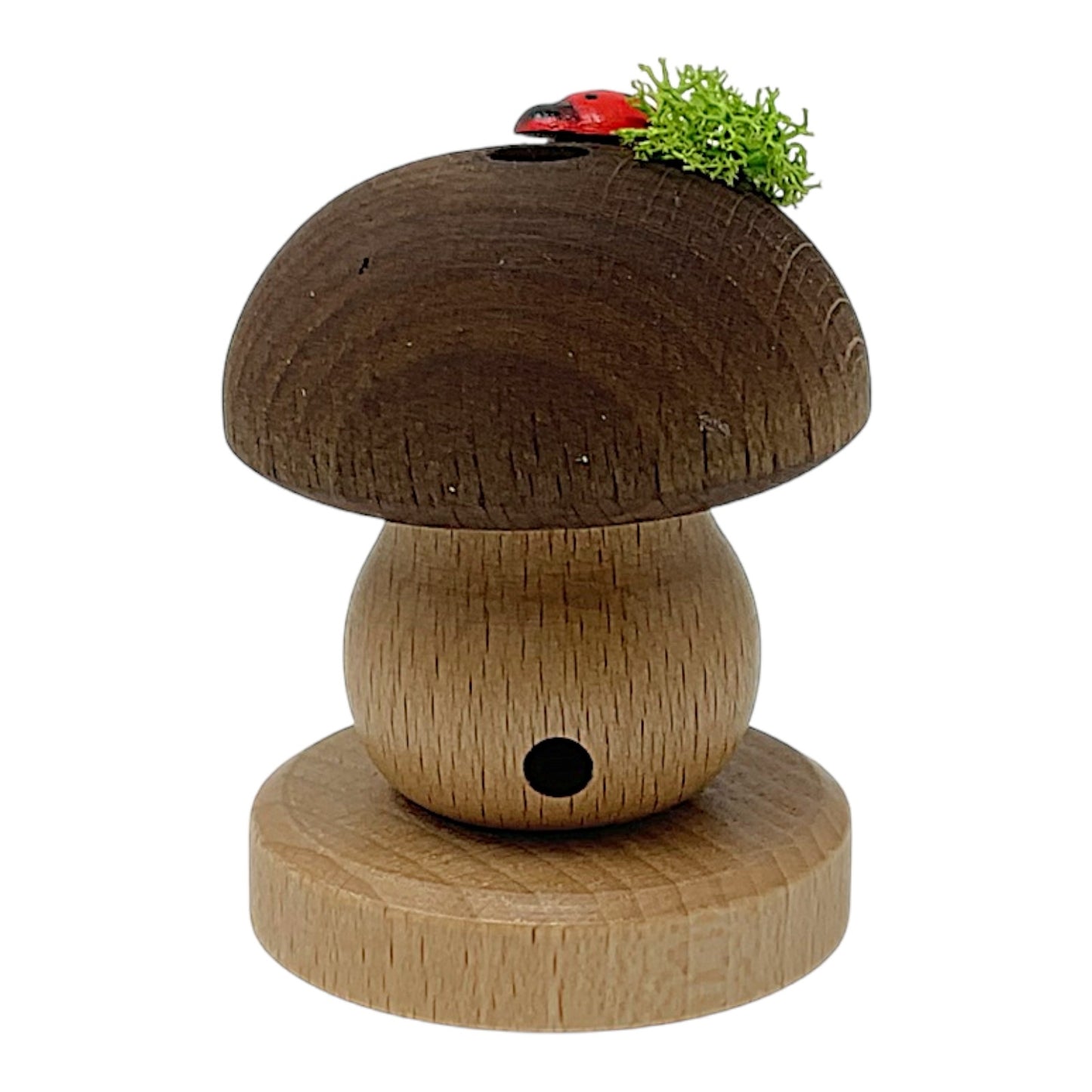 Pinnacle Peak Trading Small Brown Mushroom with Ladybug German Wood Incense Smoker 2.4 inch