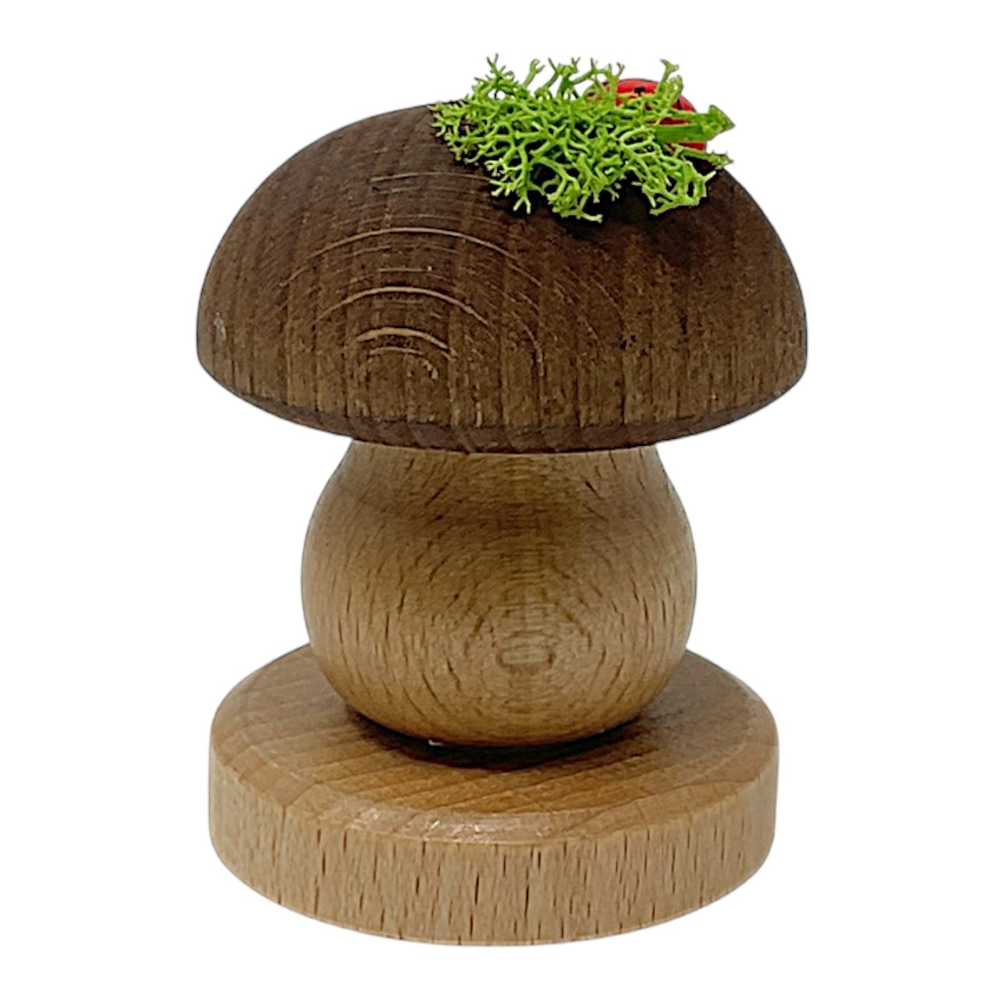 Pinnacle Peak Trading Small Brown Mushroom with Ladybug German Wood Incense Smoker 2.4 inch