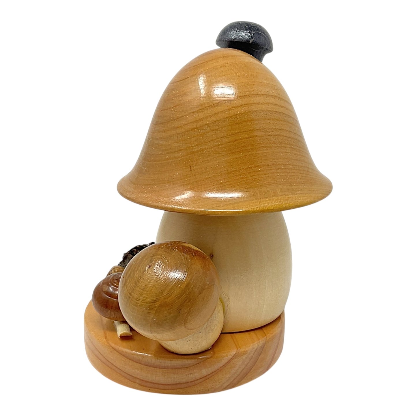 Pinnacle Peak Trading Brown Mushroom House with Snail and Pinecone German Wood Incense Smoker 4.75 inch