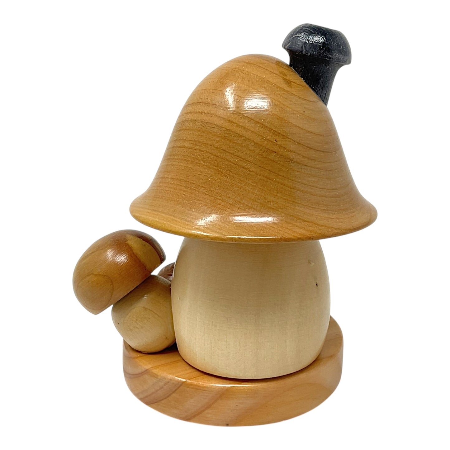 Pinnacle Peak Trading Brown Mushroom House with Snail and Pinecone German Wood Incense Smoker 4.75 inch