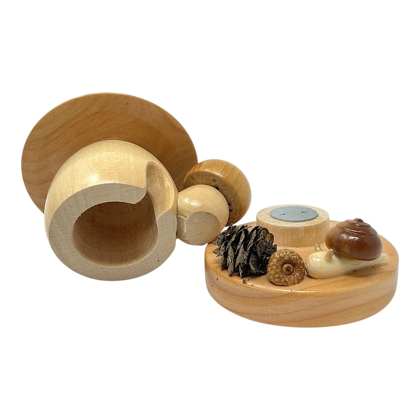Pinnacle Peak Trading Brown Mushroom House with Snail and Pinecone German Wood Incense Smoker 4.75 inch