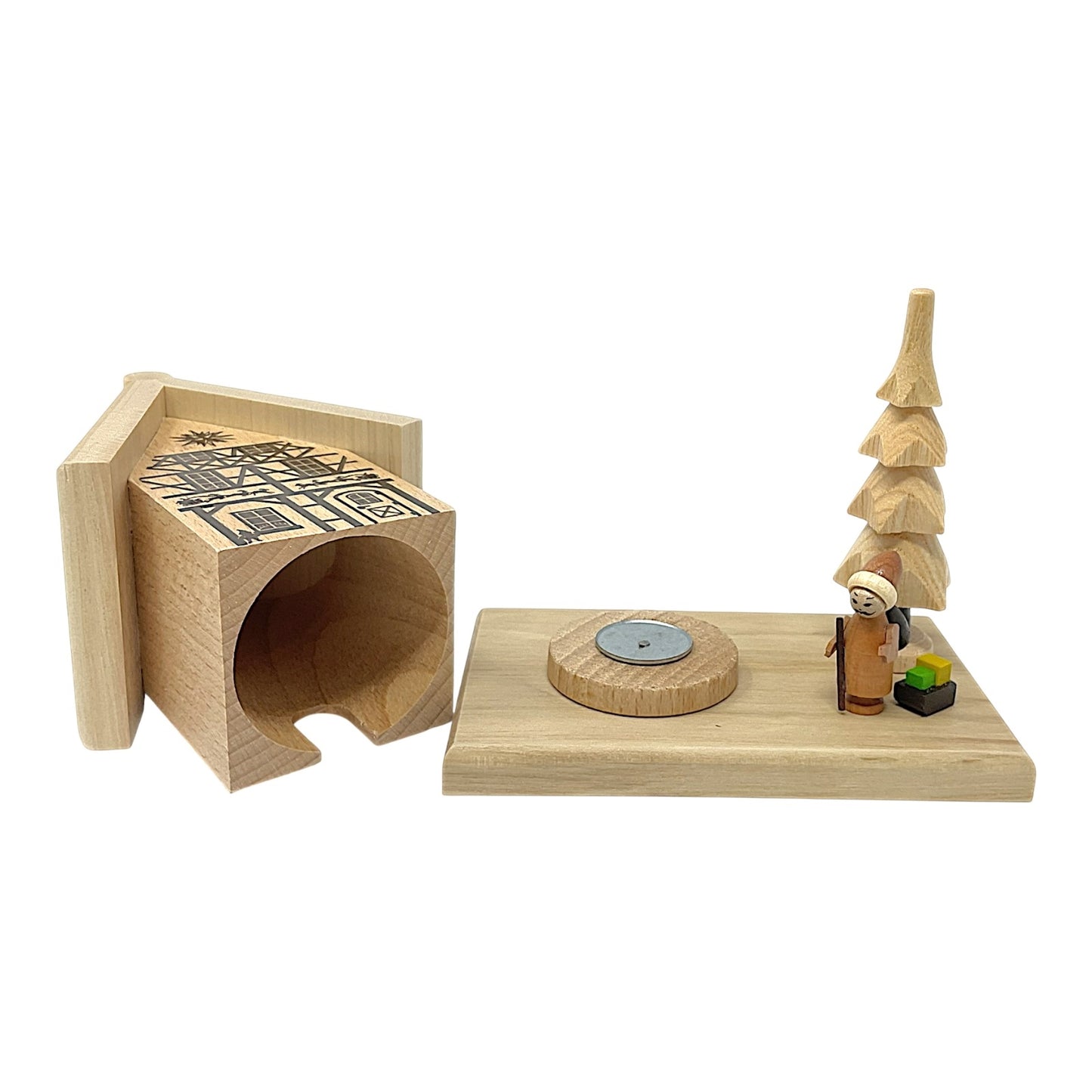 Pinnacle Peak Trading Christmas House with Santa Claus and Tree German Wood Incense Smoker 5.25 inch