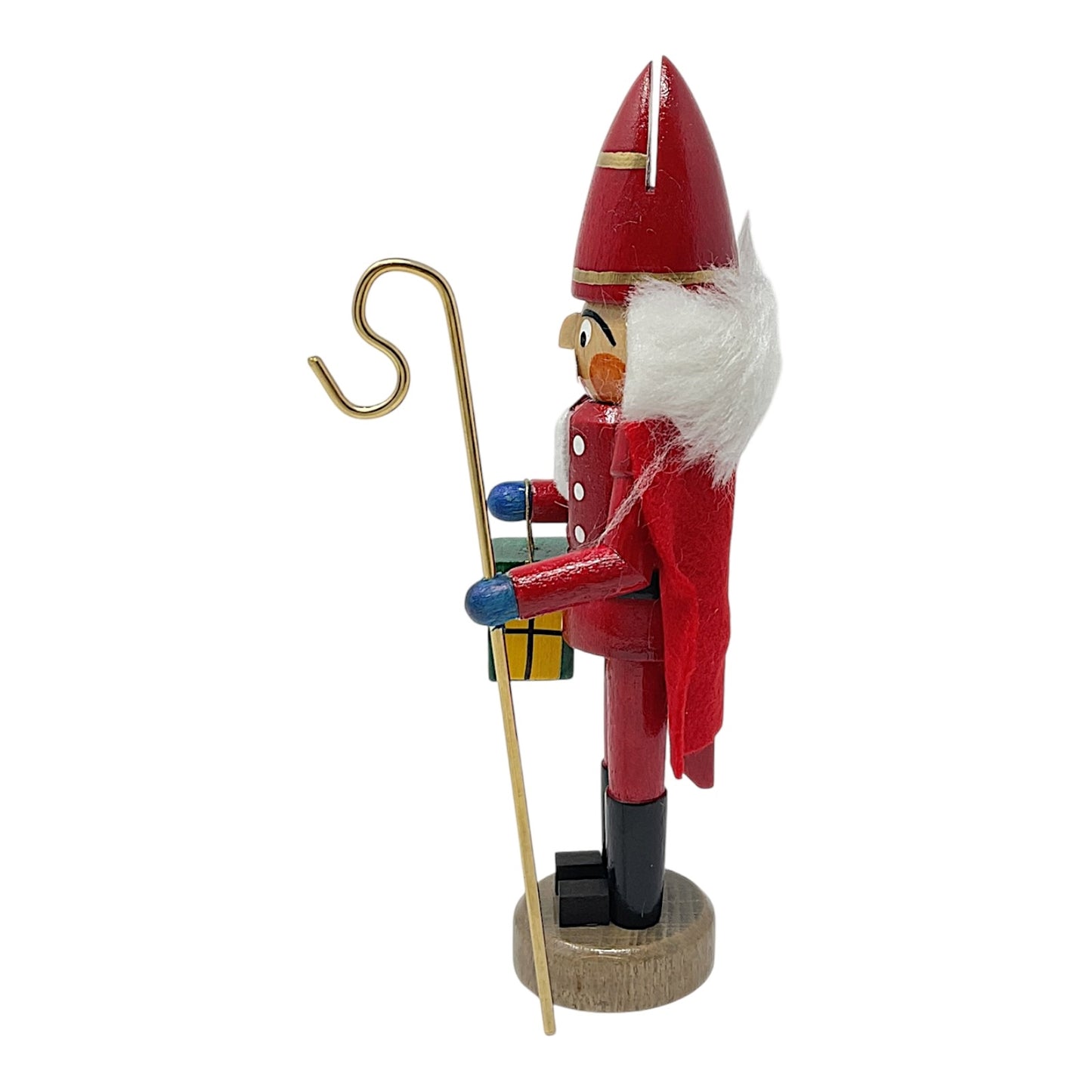 Pinnacle Peak Trading Saint Nicholas with Presents and Staff German Wood Christmas Nutcracker 5.9 inch