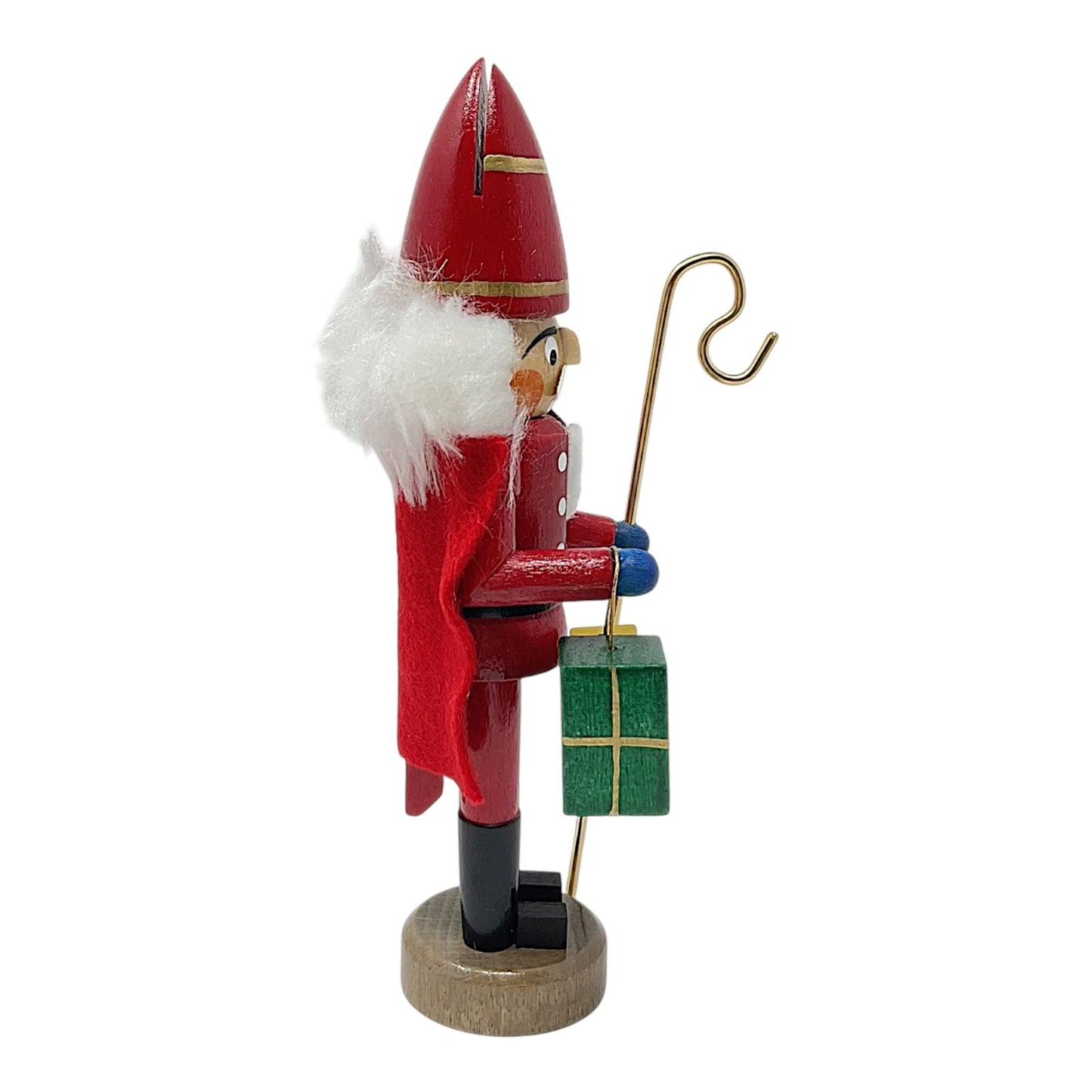 Pinnacle Peak Trading Saint Nicholas with Presents and Staff German Wood Christmas Nutcracker 5.9 inch