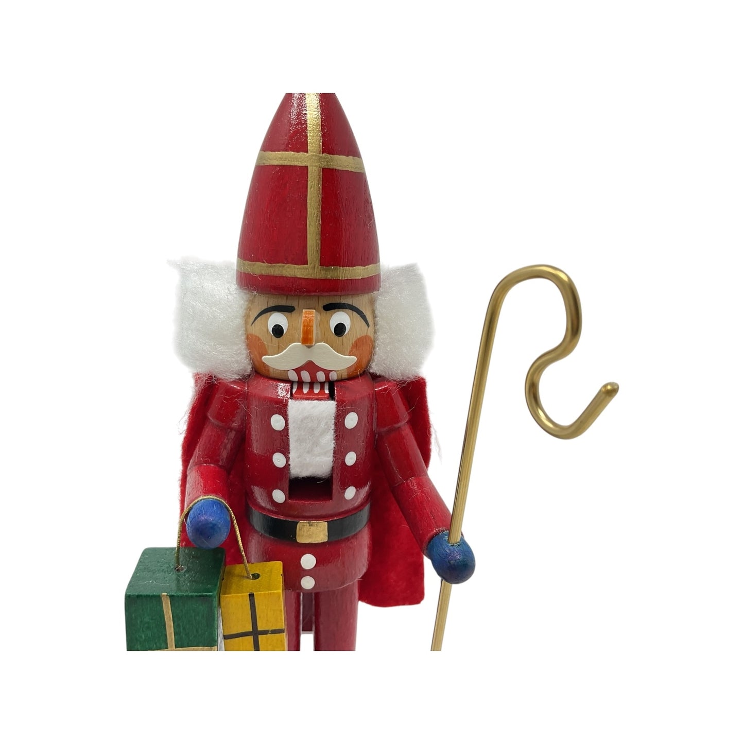 Pinnacle Peak Trading Saint Nicholas with Presents and Staff German Wood Christmas Nutcracker 5.9 inch