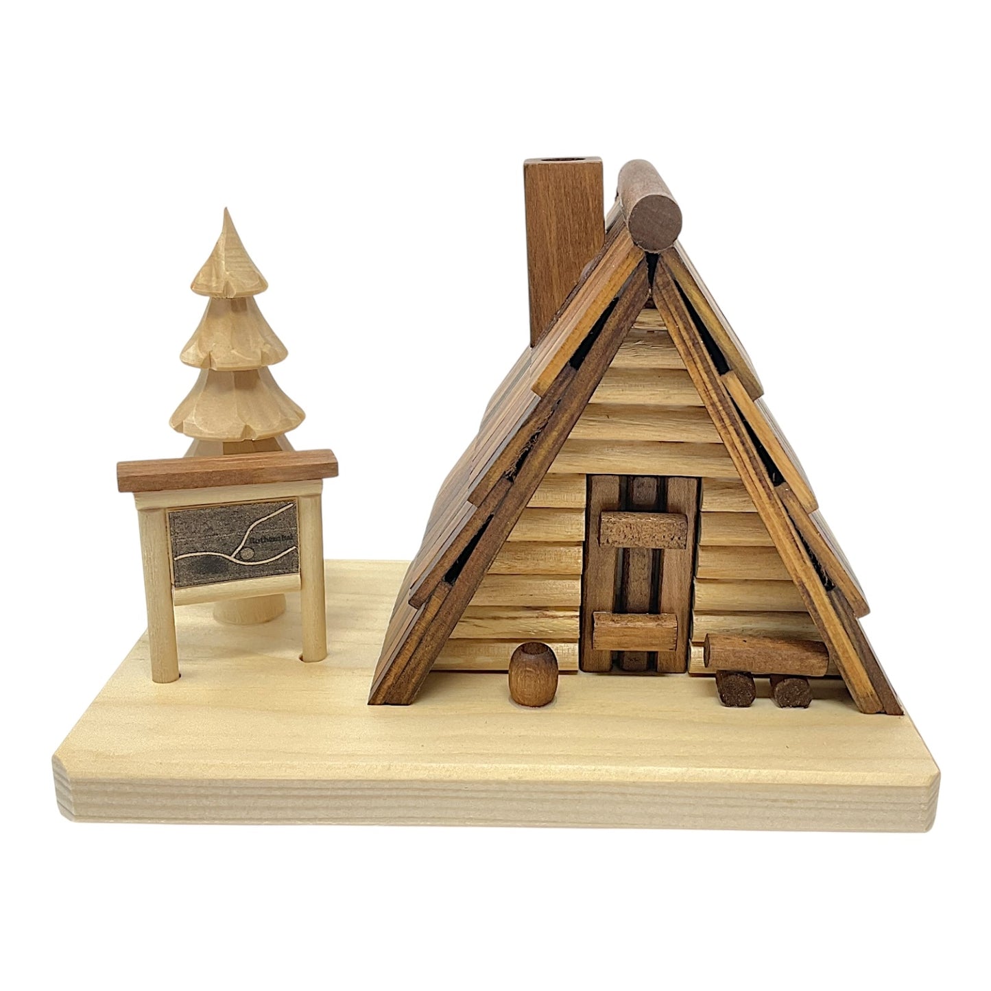 Pinnacle Peak Trading Cabin Forest House with Map and Tree German Wood Incense Smoker 7 x 5 inch