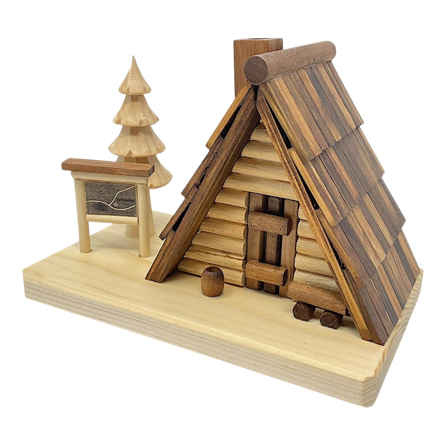 Pinnacle Peak Trading Cabin Forest House with Map and Tree German Wood Incense Smoker 7 x 5 inch