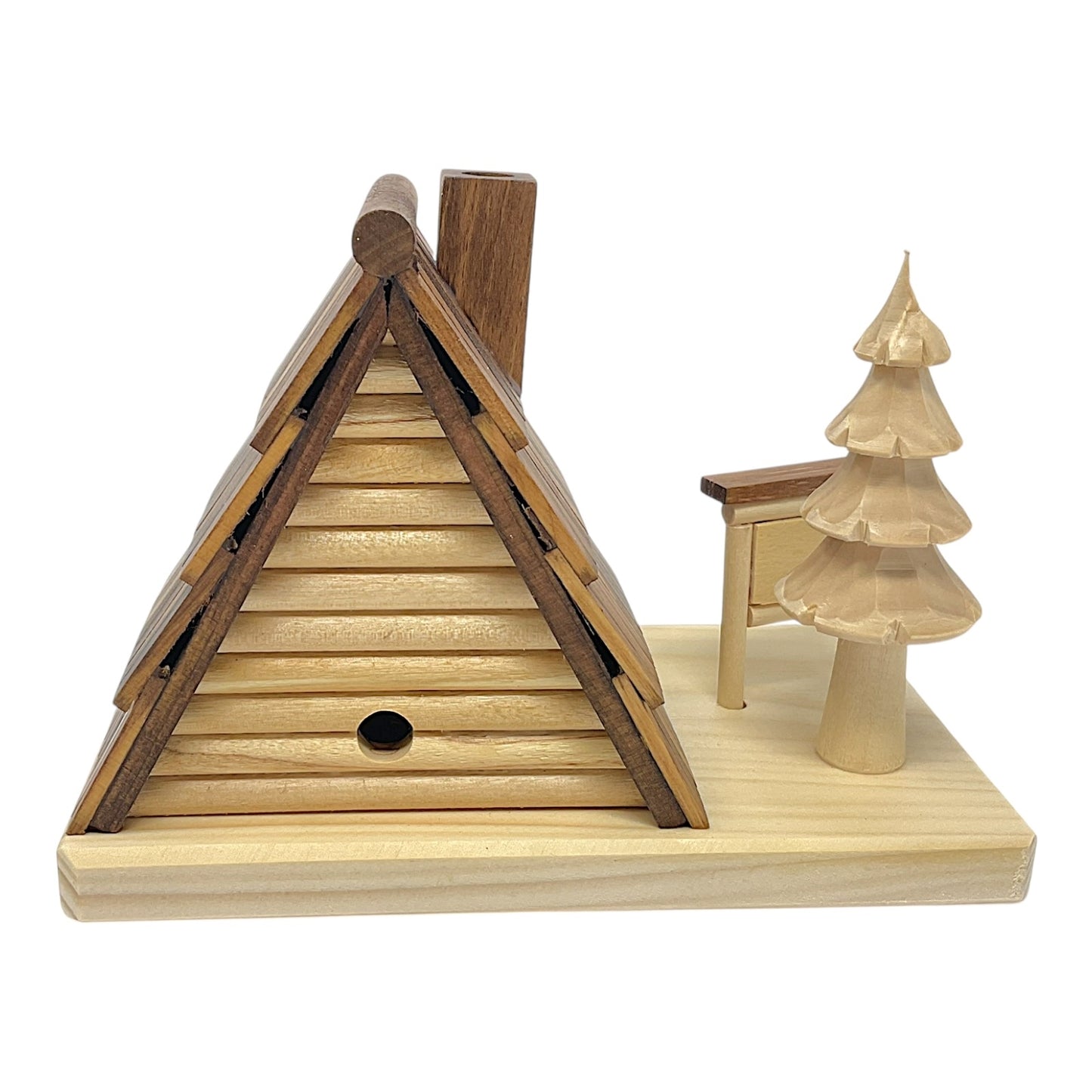 Pinnacle Peak Trading Cabin Forest House with Map and Tree German Wood Incense Smoker 7 x 5 inch