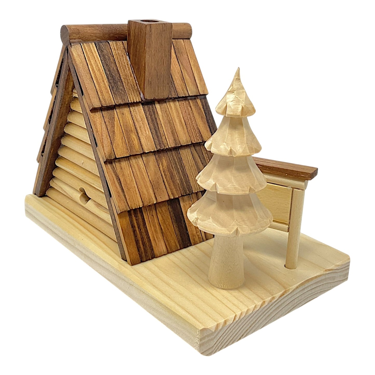 Pinnacle Peak Trading Cabin Forest House with Map and Tree German Wood Incense Smoker 7 x 5 inch