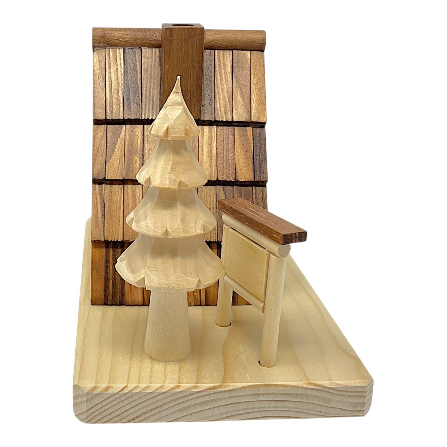 Pinnacle Peak Trading Cabin Forest House with Map and Tree German Wood Incense Smoker 7 x 5 inch