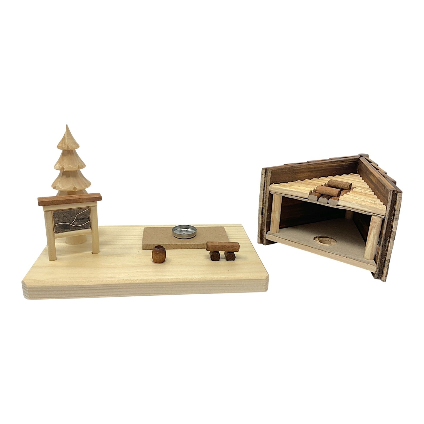 Pinnacle Peak Trading Cabin Forest House with Map and Tree German Wood Incense Smoker 7 x 5 inch