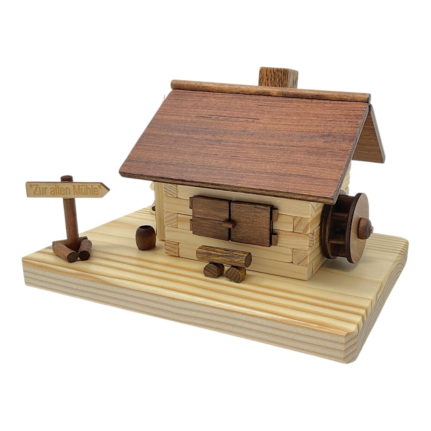 Pinnacle Peak Trading The Old Mill with Water Wheel German Wood Incense Smoker 7 x 4.5 inch