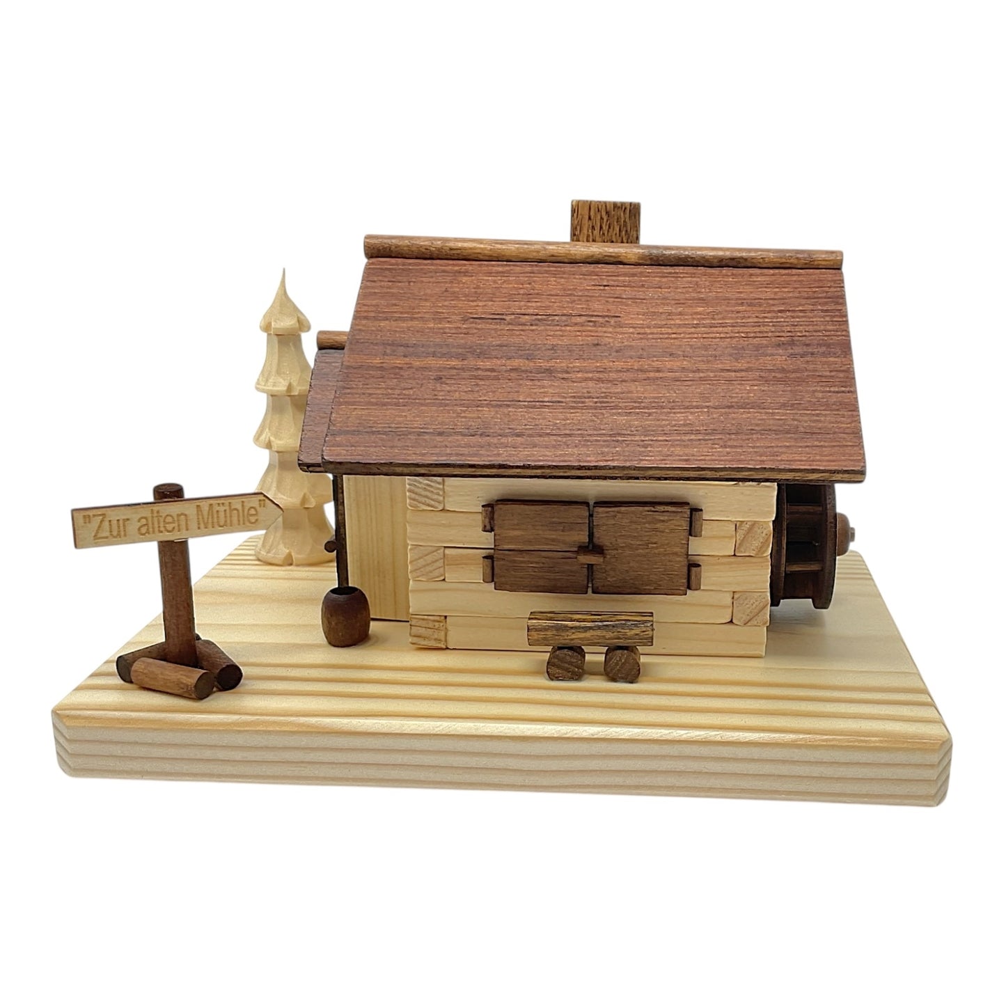 Pinnacle Peak Trading The Old Mill with Water Wheel German Wood Incense Smoker 7 x 4.5 inch