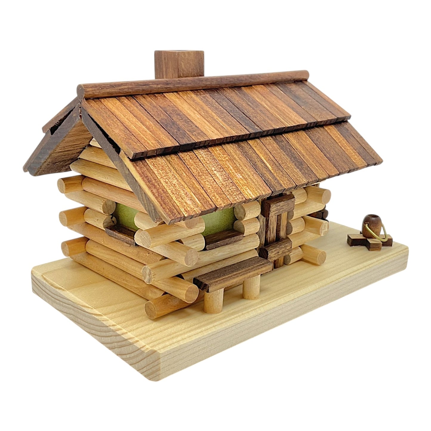 Pinnacle Peak Trading Forest Cabin German Wood Incense Smoker and LED Candleholder 7 inch x 4.75 inch