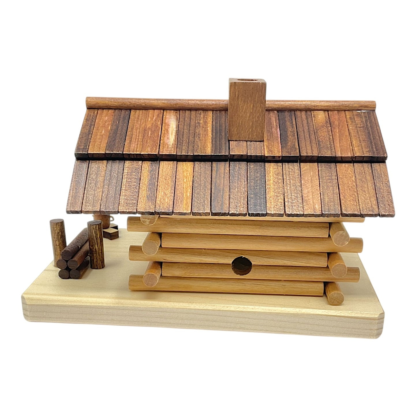 Pinnacle Peak Trading Forest Cabin German Wood Incense Smoker and LED Candleholder 7 inch x 4.75 inch