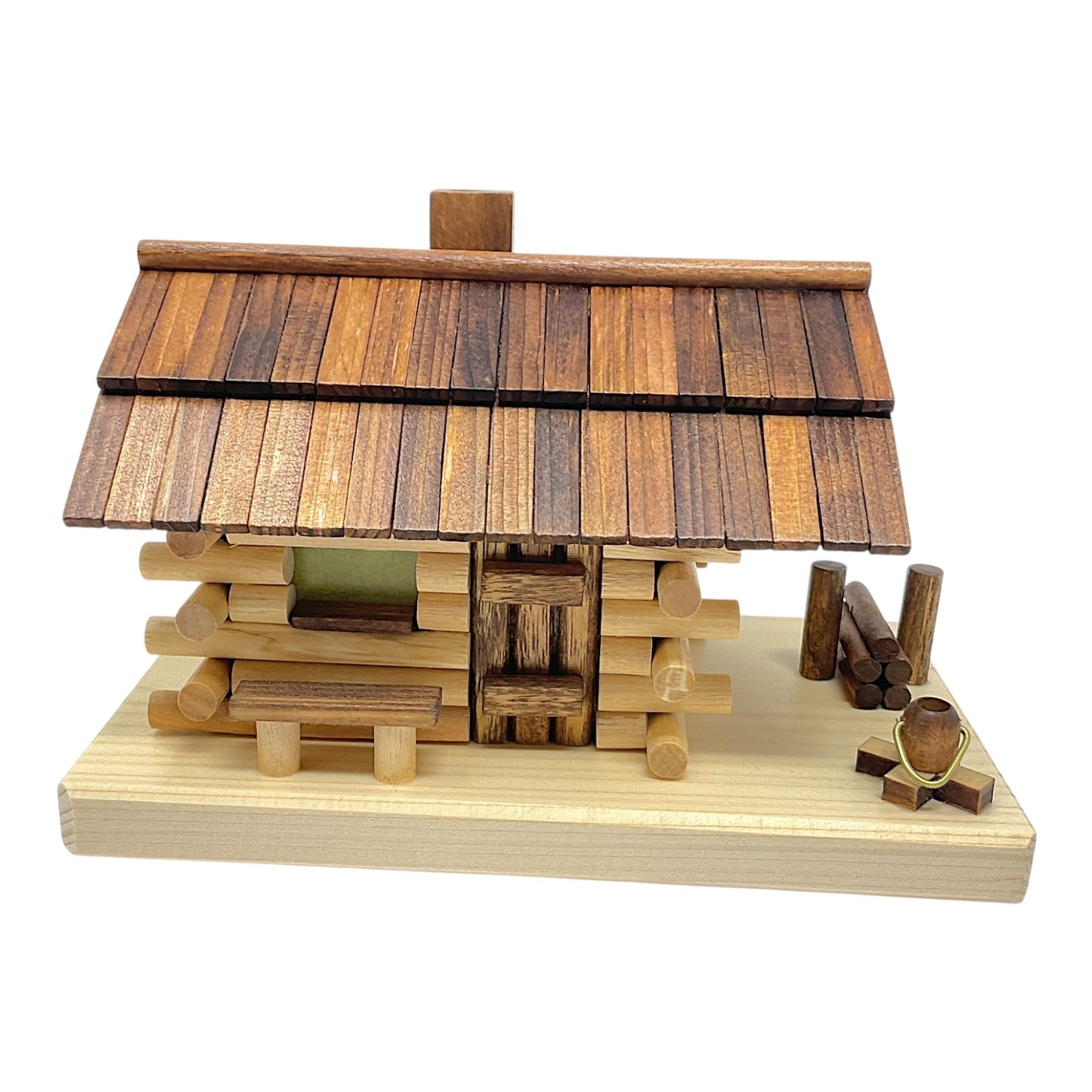 Pinnacle Peak Trading Forest Cabin German Wood Incense Smoker and LED Candleholder 7 inch x 4.75 inch