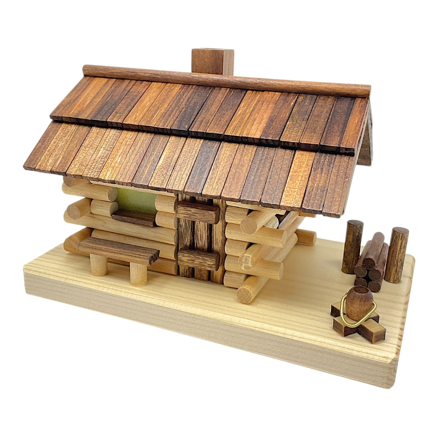 Pinnacle Peak Trading Forest Cabin German Wood Incense Smoker and LED Candleholder 7 inch x 4.75 inch