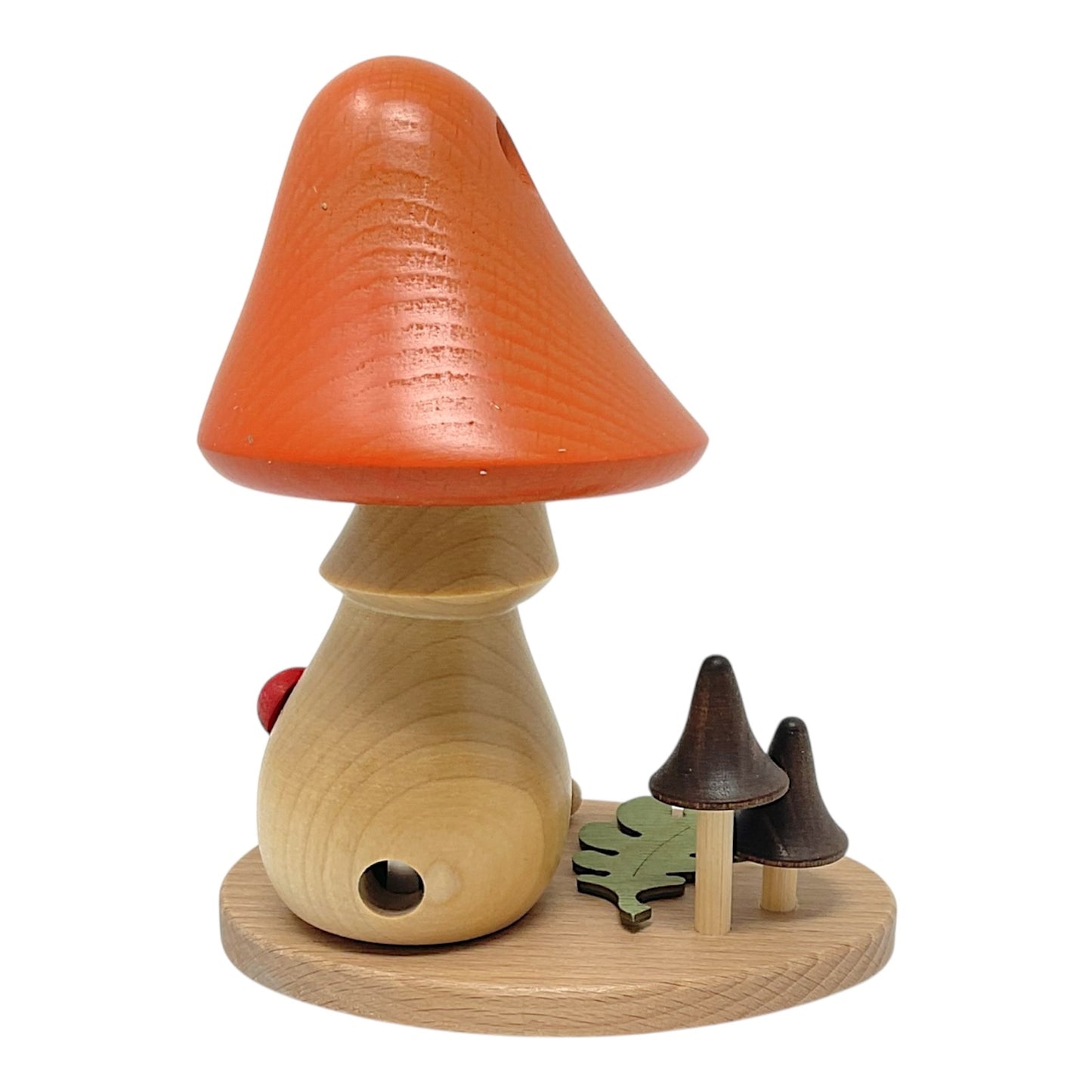 Pinnacle Peak Trading Orange Mushroom with Ladybug and Caterpillar German Wood Incense Smoker 5.75 inch