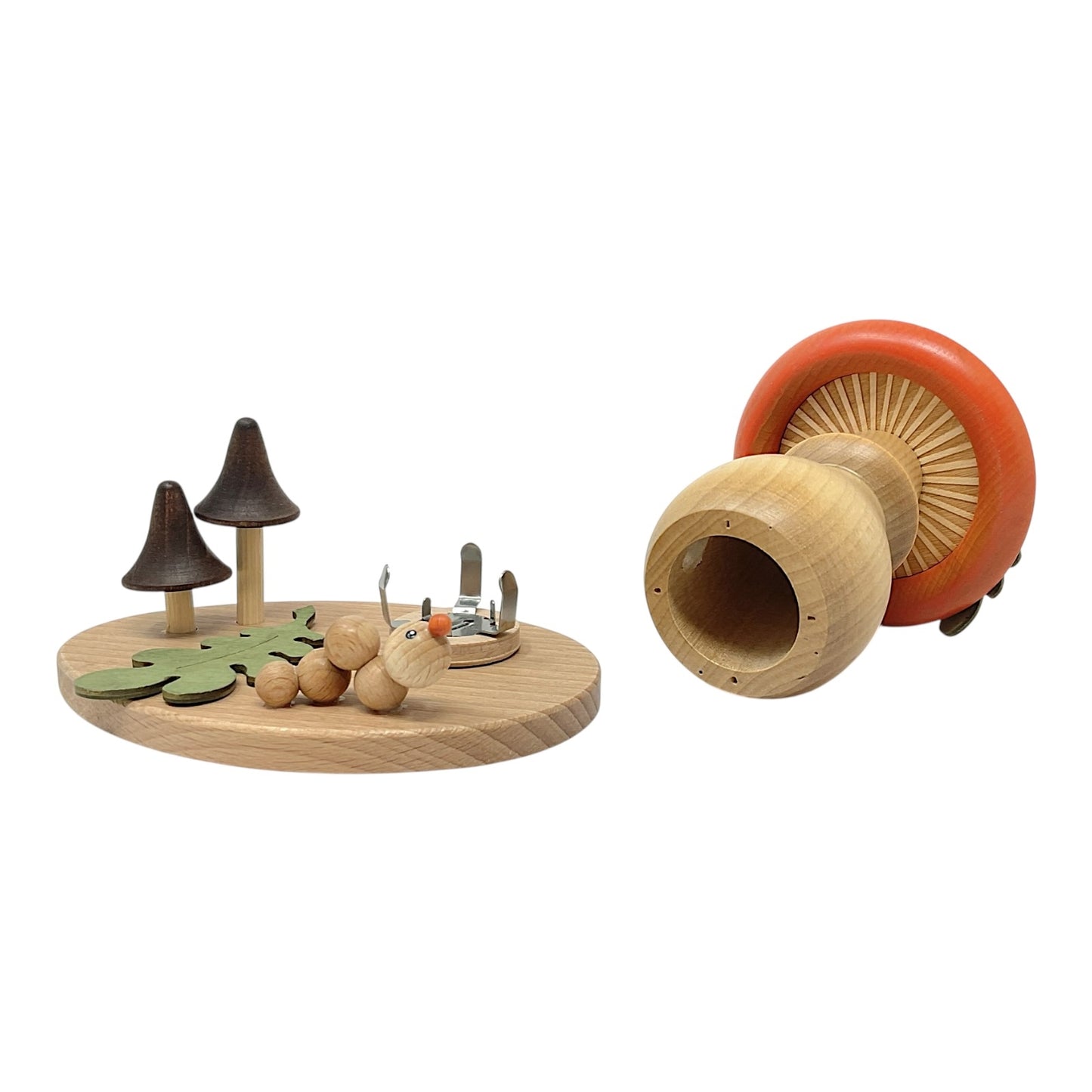 Pinnacle Peak Trading Orange Mushroom with Ladybug and Caterpillar German Wood Incense Smoker 5.75 inch