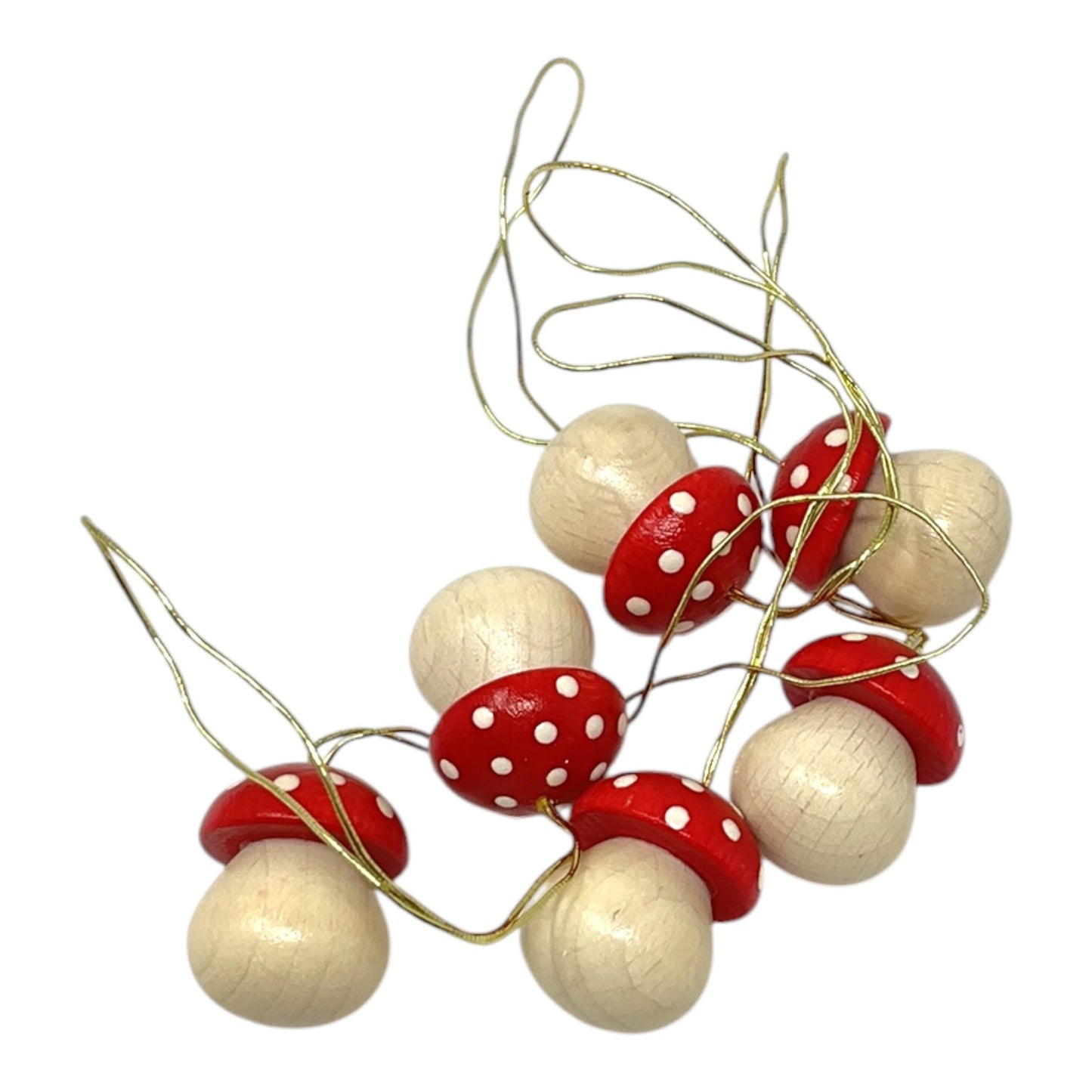 Pinnacle Peak Trading Red Toadstool Mushroom Miniature German Wood Christmas Ornaments 6 Piece Set .75 inch