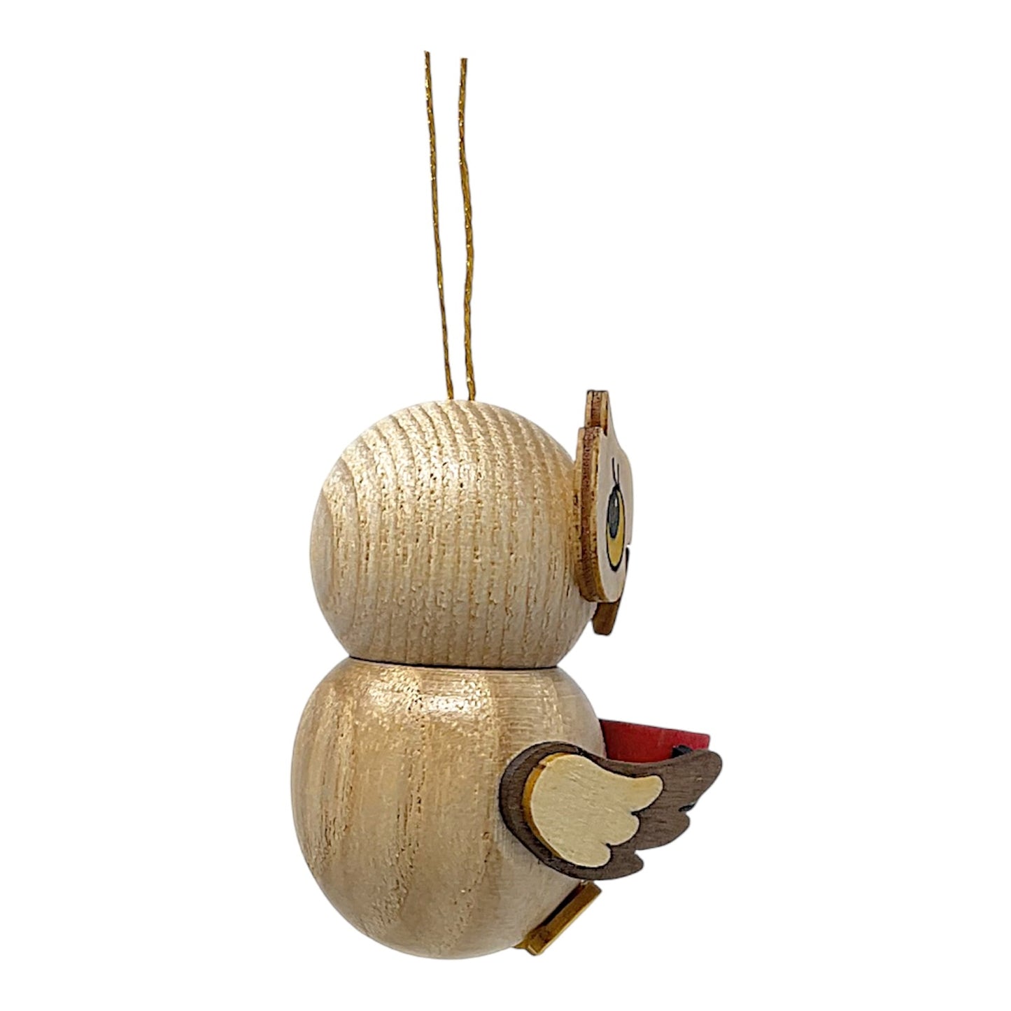 Pinnacle Peak Trading Natural Owl with Coffee Cup German Wood Christmas Tree Ornament 1.5 inch