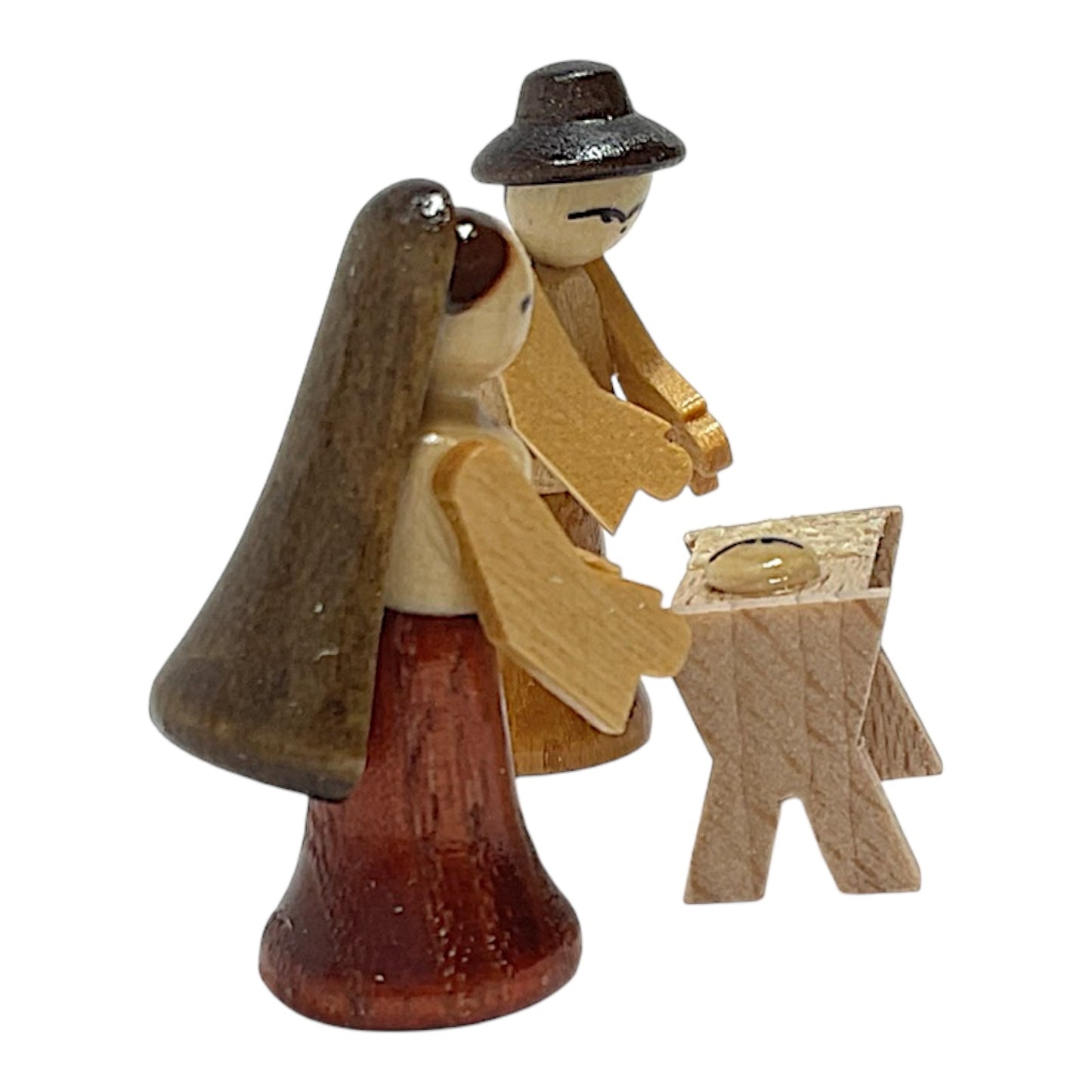 Pinnacle Peak Trading Miniature Mary Joseph and Baby Jesus Nativity Scene German Wood Figurine 3 Piece Set