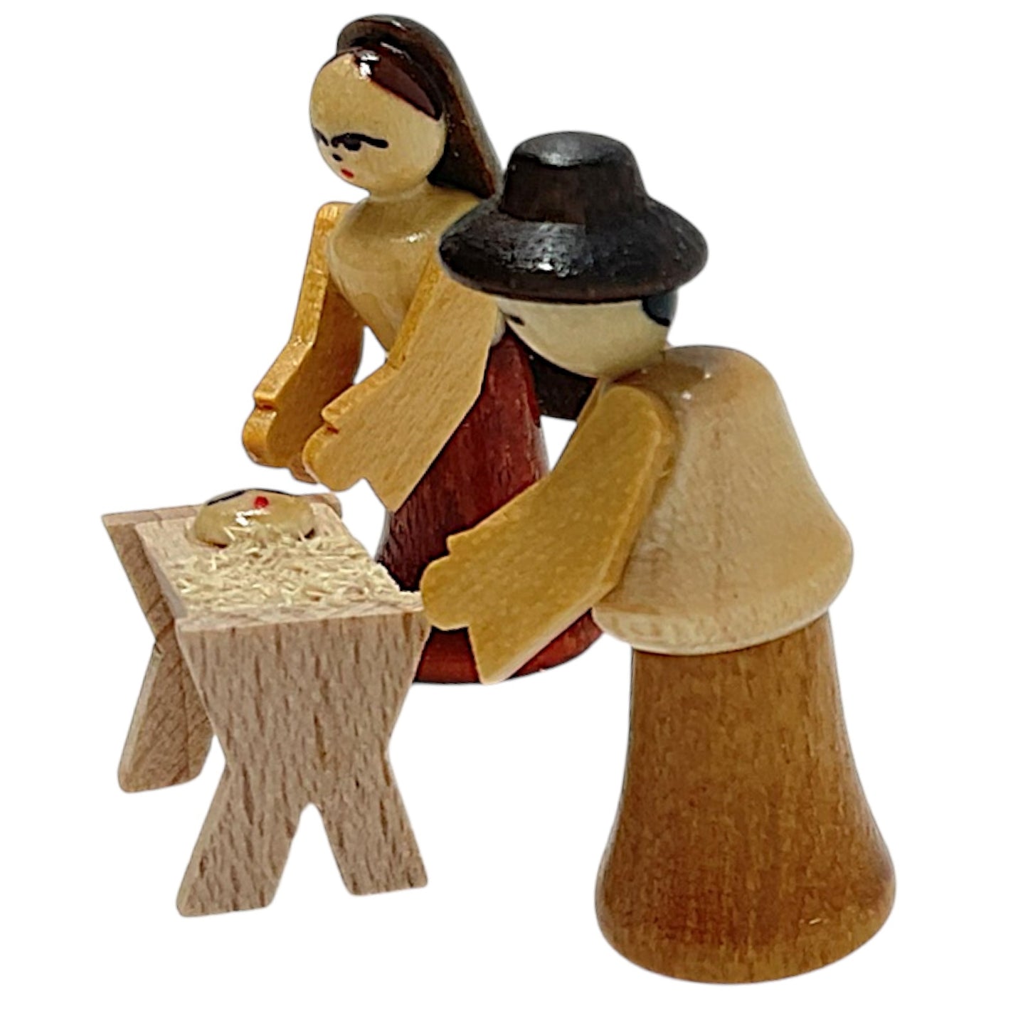 Pinnacle Peak Trading Miniature Mary Joseph and Baby Jesus Nativity Scene German Wood Figurine 3 Piece Set