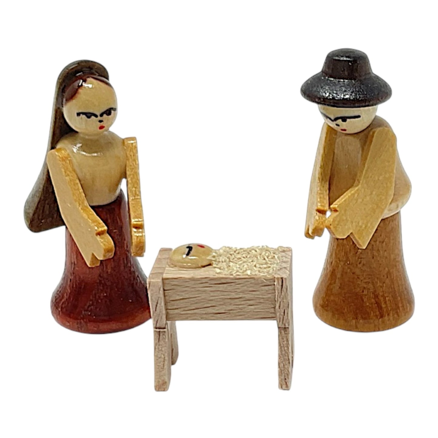 Pinnacle Peak Trading Miniature Mary Joseph and Baby Jesus Nativity Scene German Wood Figurine 3 Piece Set