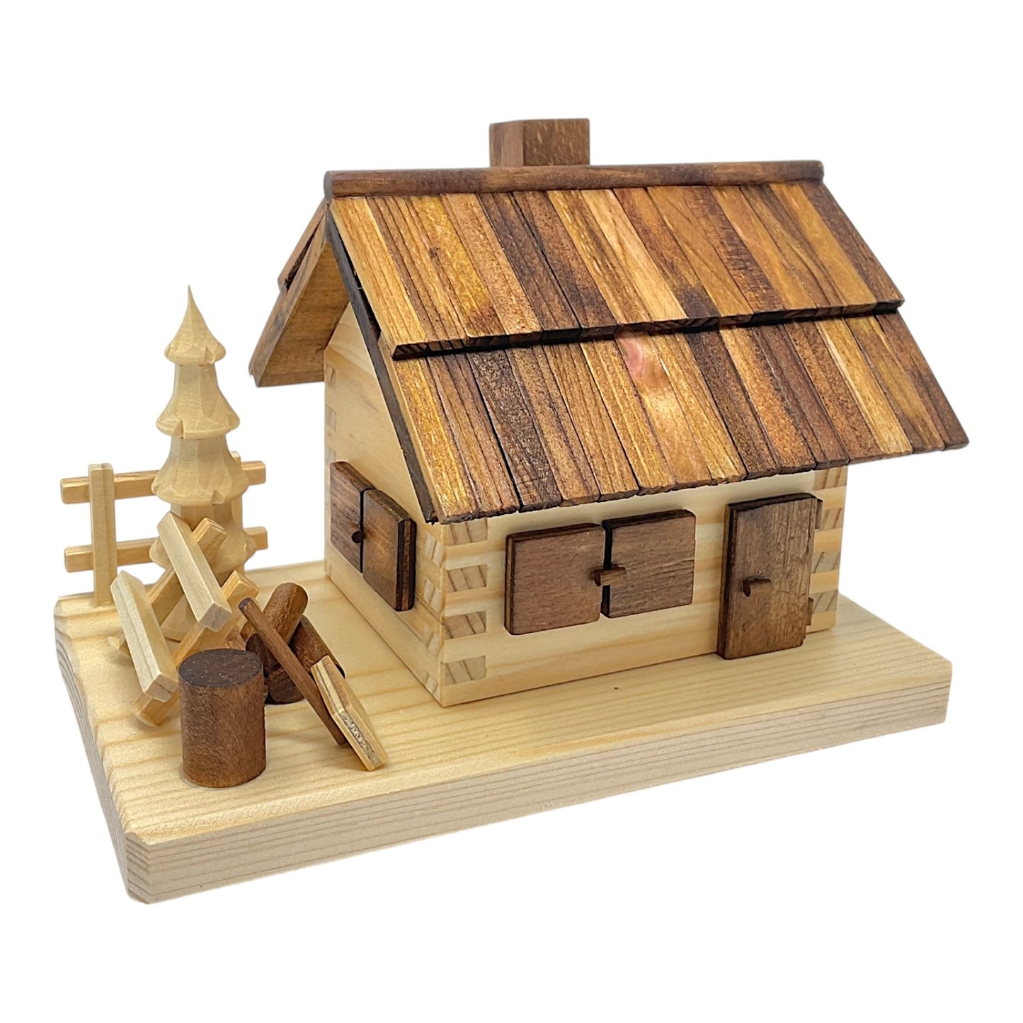 Pinnacle Peak Trading Forest House Cabin German Wood Christmas Incense Smoker 7 x 5 inch