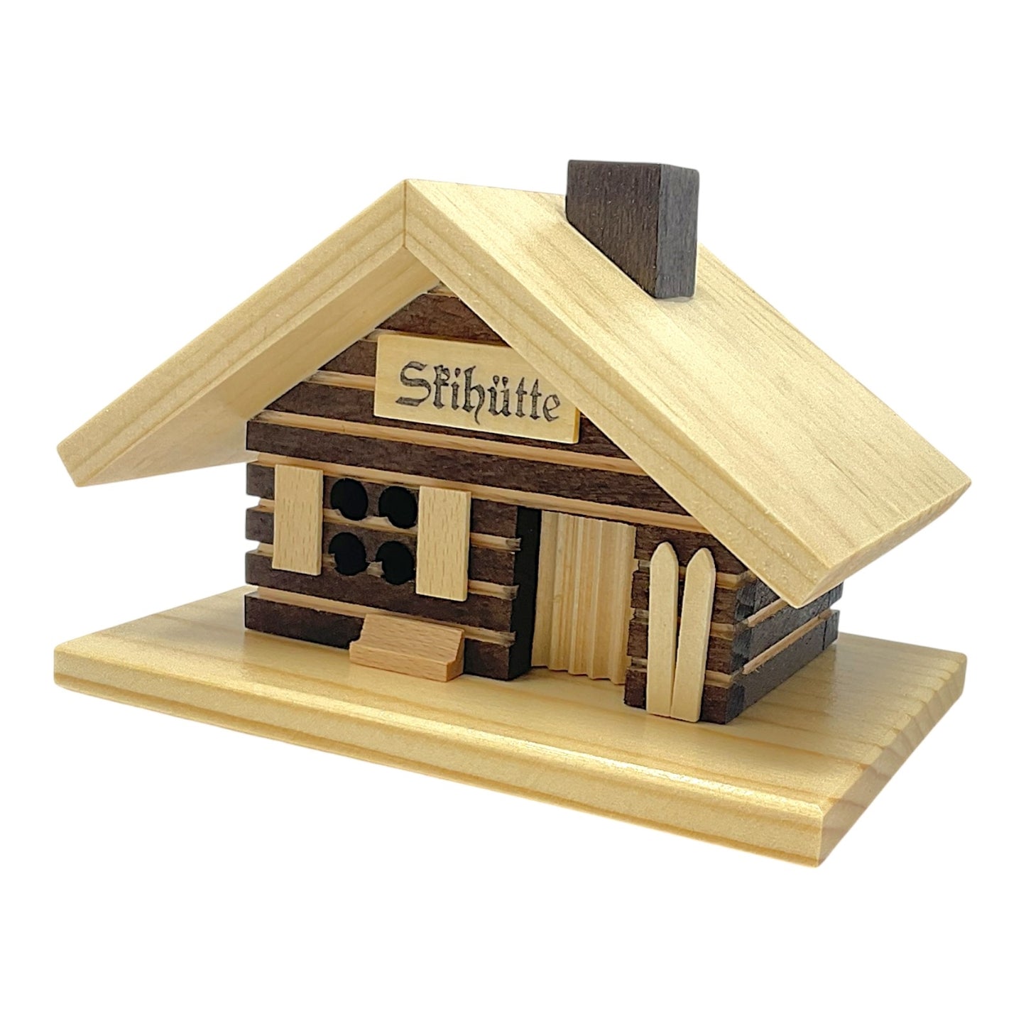 Pinnacle Peak Trading Ski Hut Cabin German Wood Christmas Incense Smoker 4.5 x 3.25 inch
