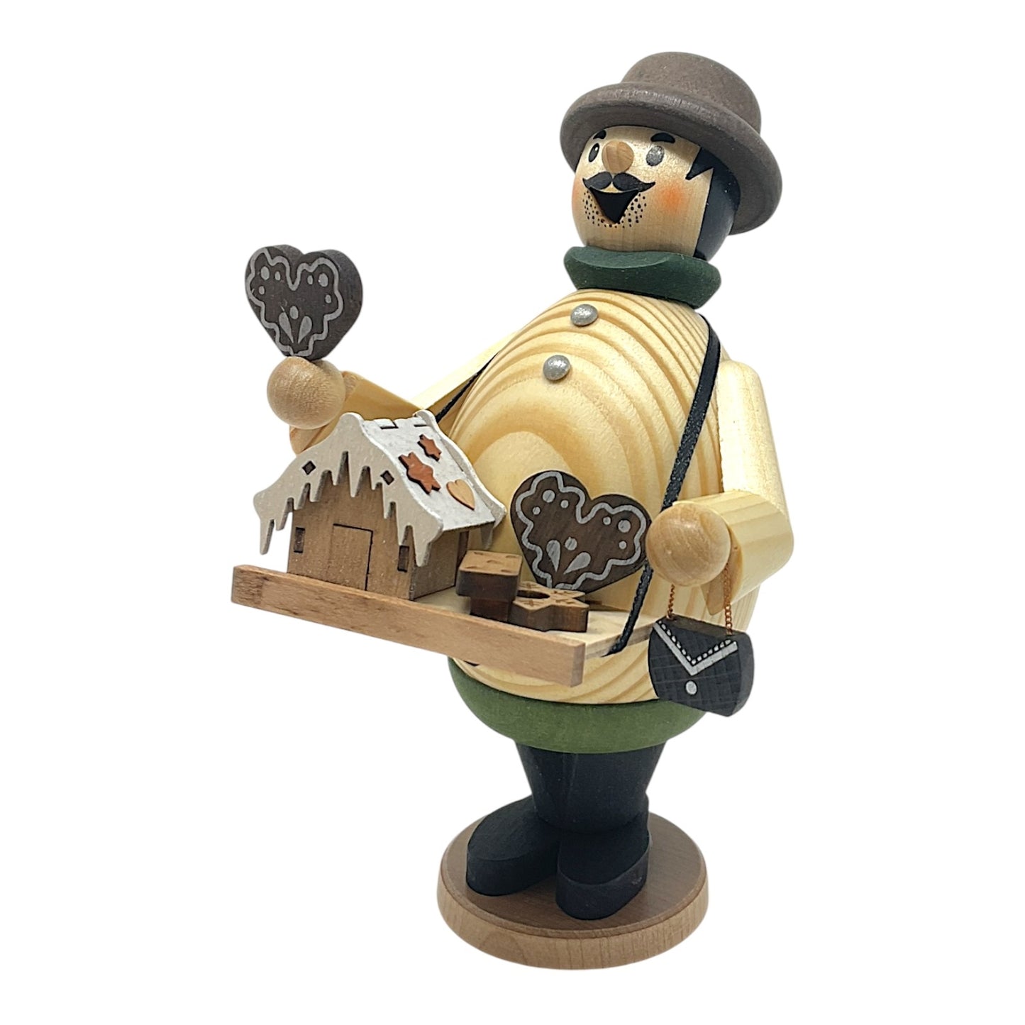 Pinnacle Peak Trading Happy Max Gingerbread Man Seller German Wood Incense Smoker 6.5 Inch
