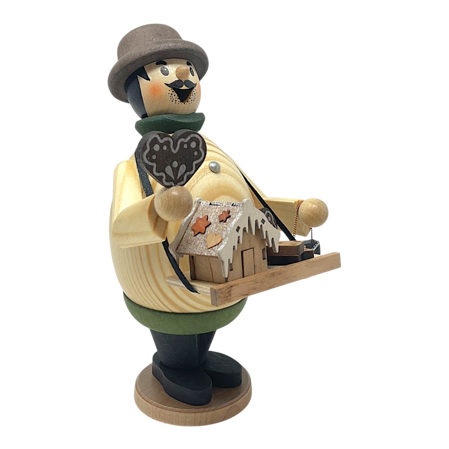 Pinnacle Peak Trading Happy Max Gingerbread Man Seller German Wood Incense Smoker 6.5 Inch