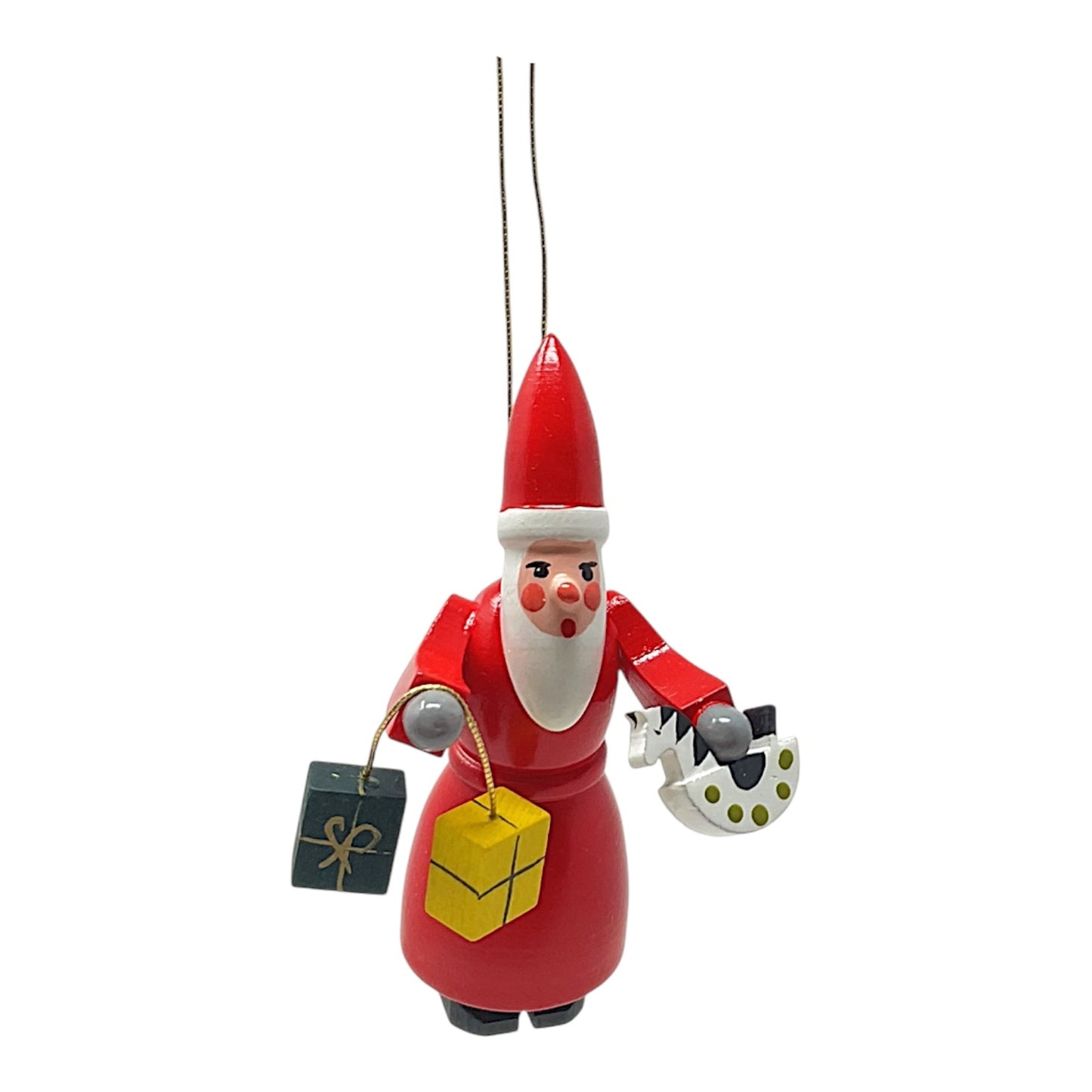 Pinnacle Peak Trading Santa Claus with Horse Toy and Presents German Wood Christmas Ornament 2.6 inch