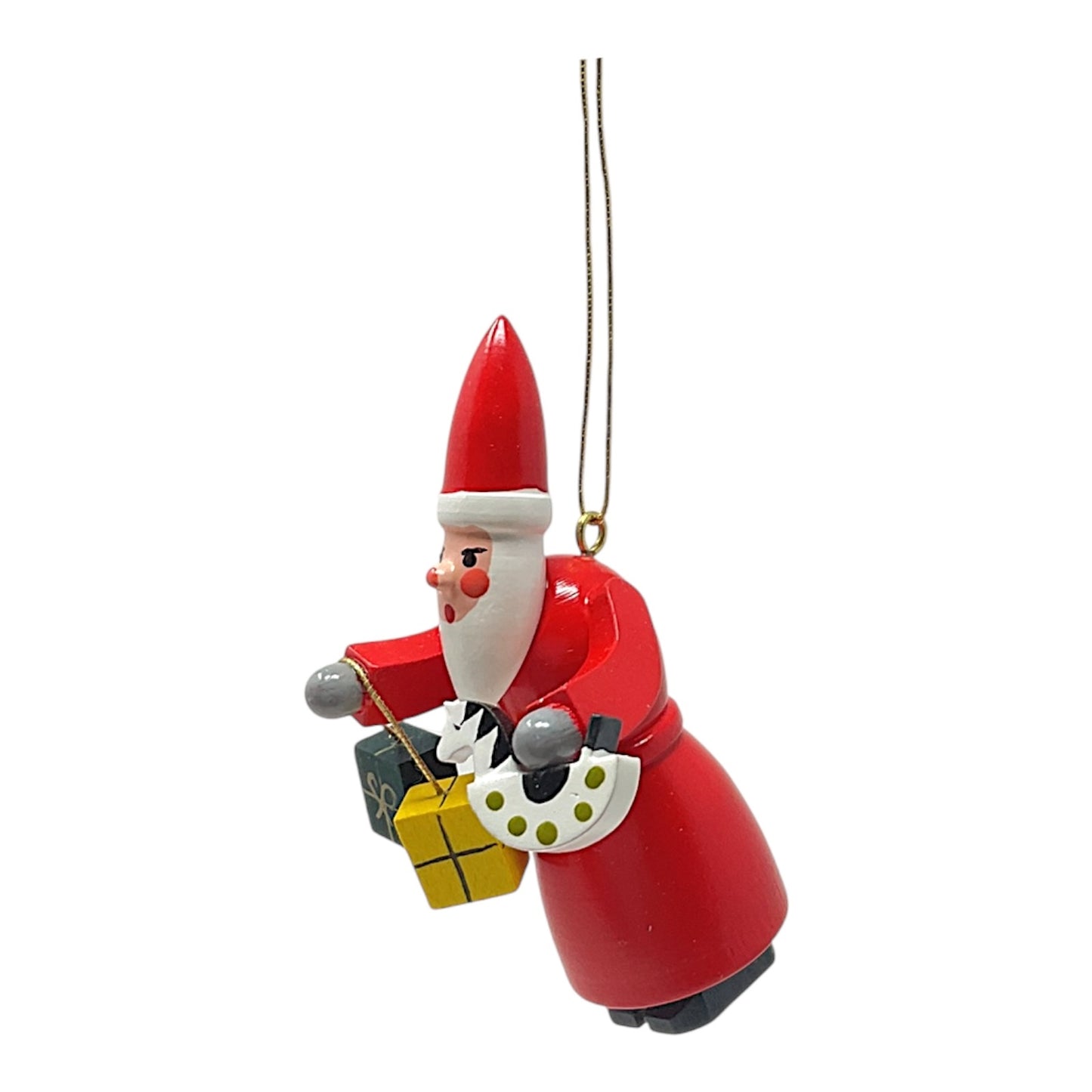 Pinnacle Peak Trading Santa Claus with Horse Toy and Presents German Wood Christmas Ornament 2.6 inch