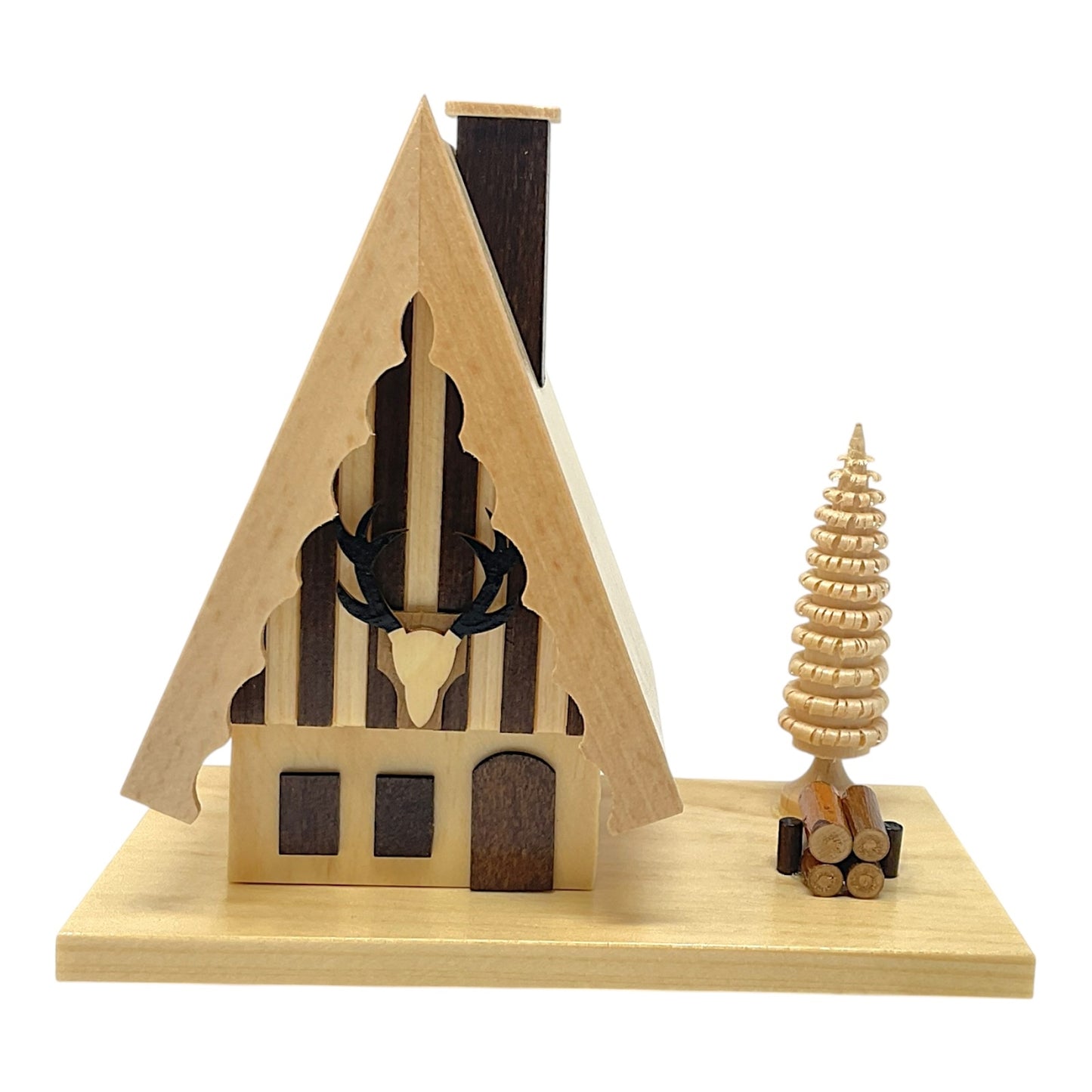 Pinnacle Peak Trading Hunter's Cabin German Wood Christmas Incense Smoker 5.75 x 5.1 inch