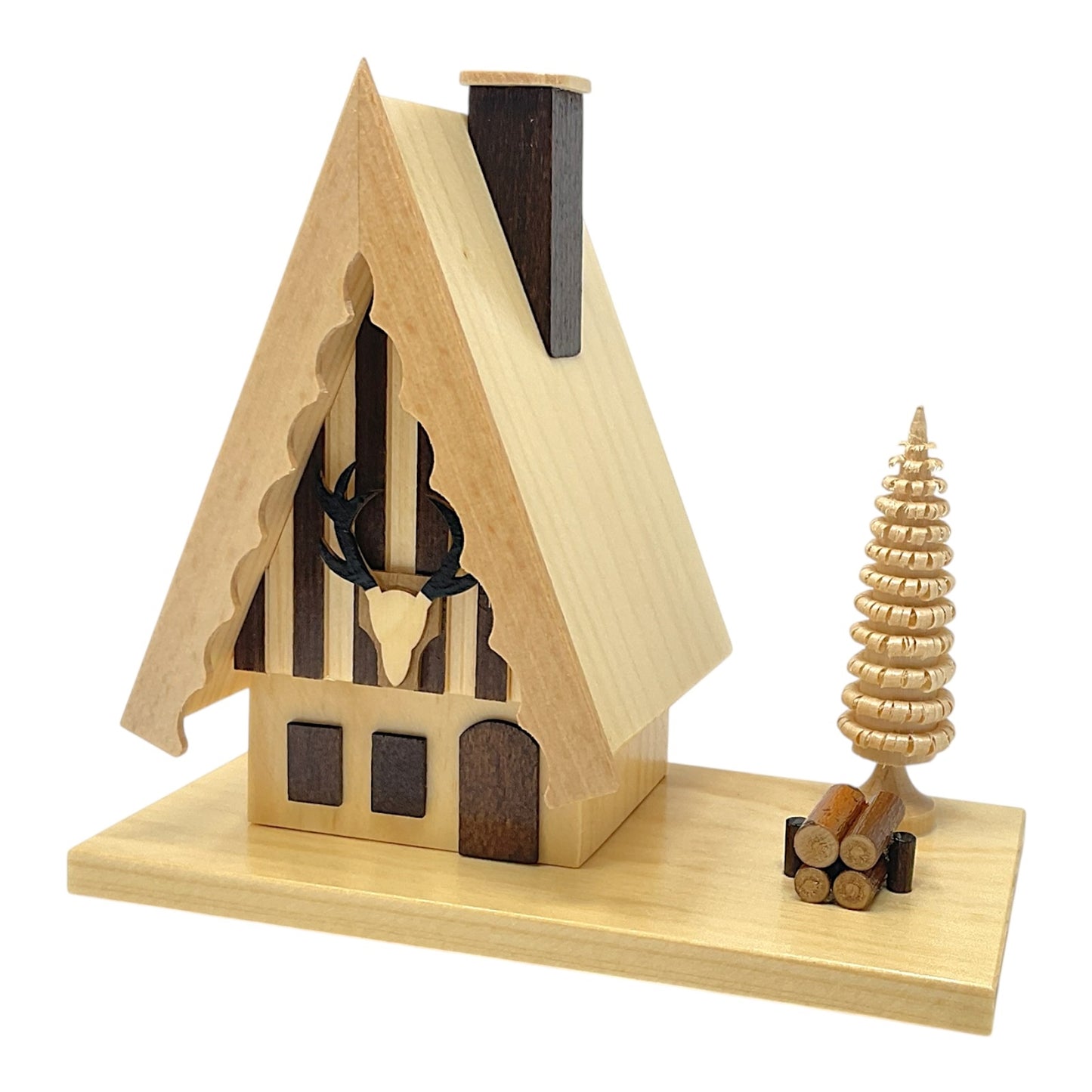 Pinnacle Peak Trading Hunter's Cabin German Wood Christmas Incense Smoker 5.75 x 5.1 inch
