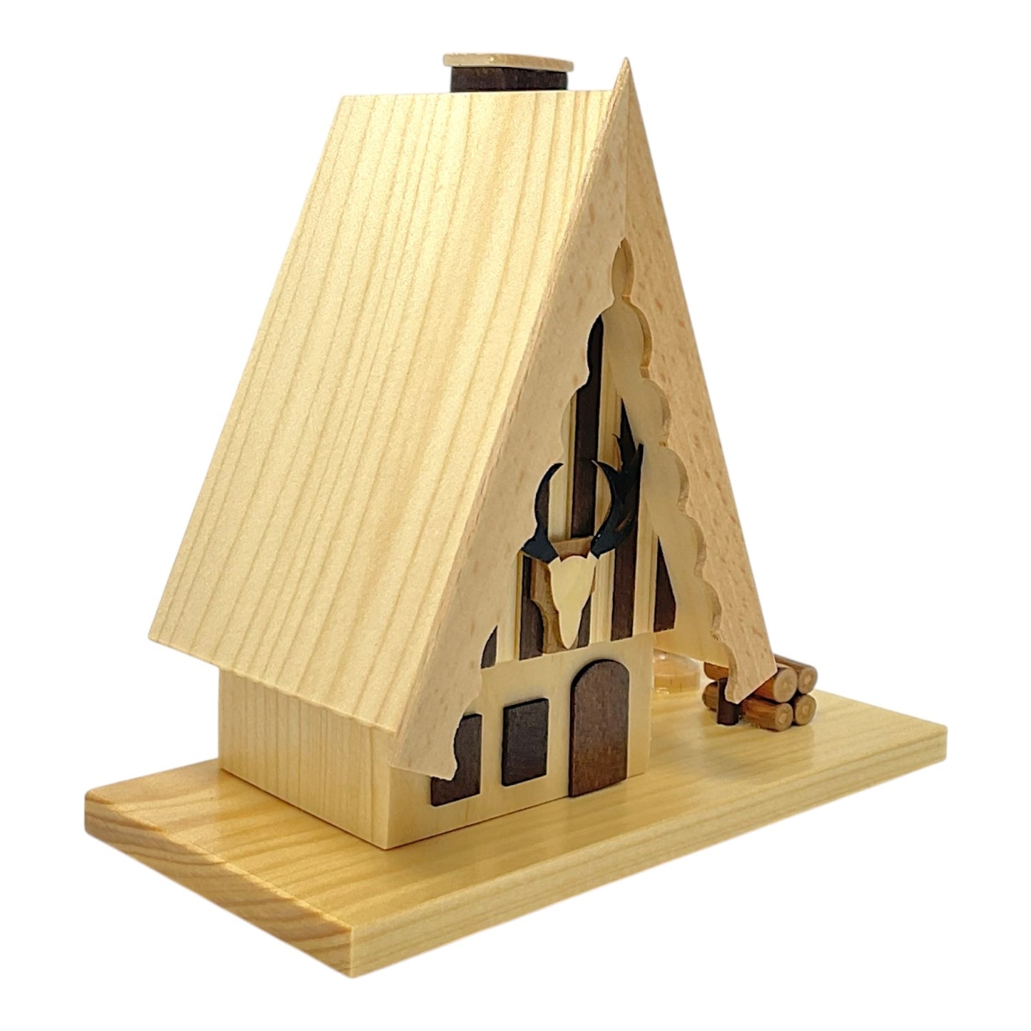 Pinnacle Peak Trading Hunter's Cabin German Wood Christmas Incense Smoker 5.75 x 5.1 inch