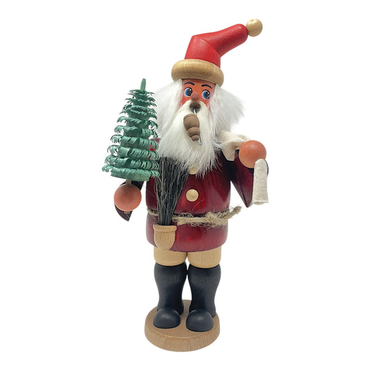 Pinnacle Peak Trading Santa Claus with Bag and Tree German Wood Christmas Incense Smoker 10.2 Inch