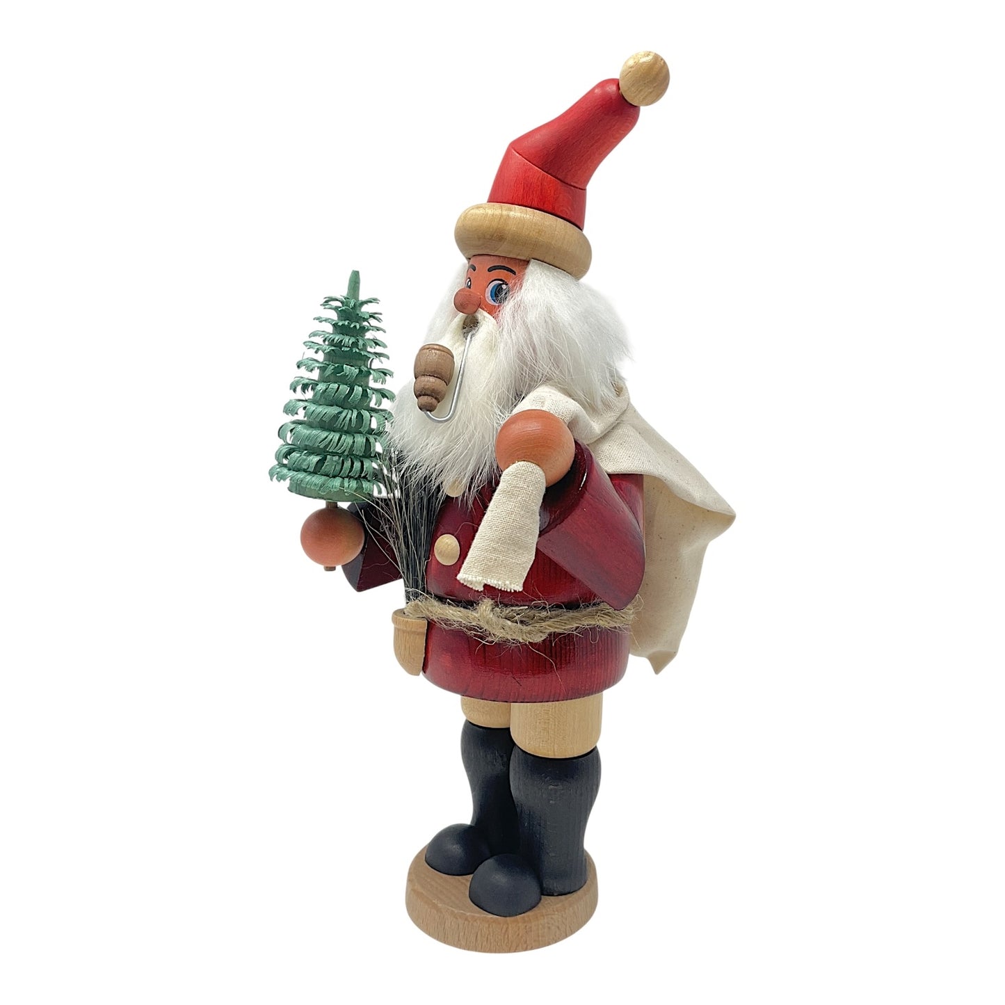Pinnacle Peak Trading Santa Claus with Bag and Tree German Wood Christmas Incense Smoker 10.2 Inch
