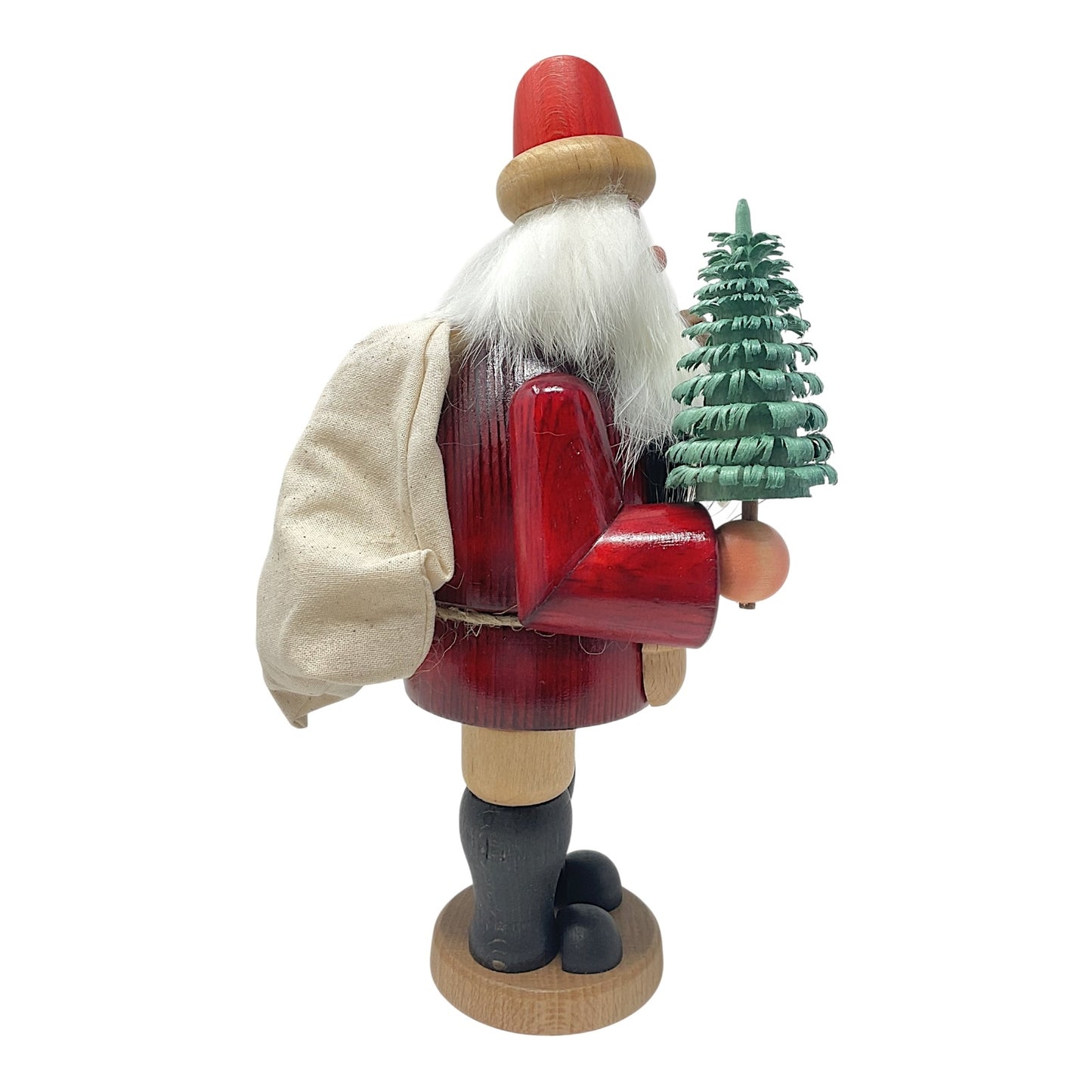 Pinnacle Peak Trading Santa Claus with Bag and Tree German Wood Christmas Incense Smoker 10.2 Inch