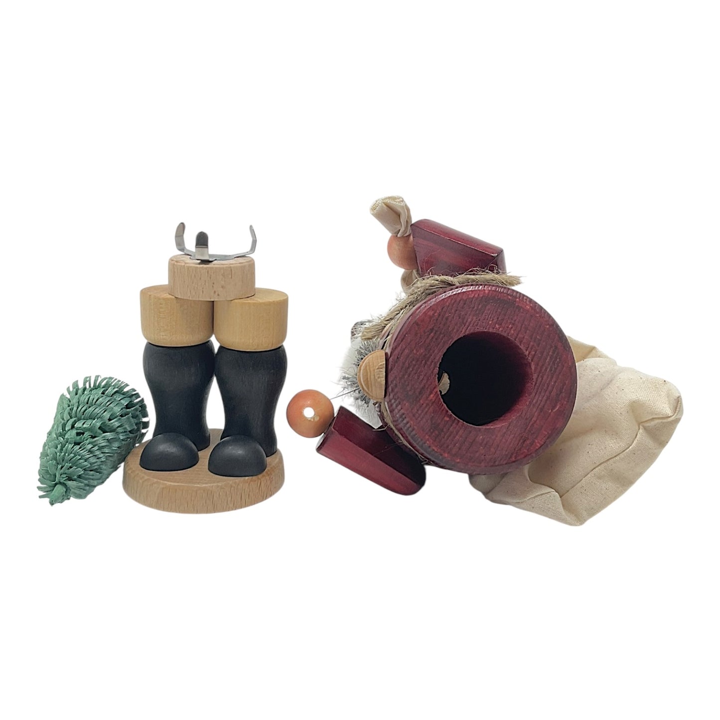 Pinnacle Peak Trading Santa Claus with Bag and Tree German Wood Christmas Incense Smoker 10.2 Inch